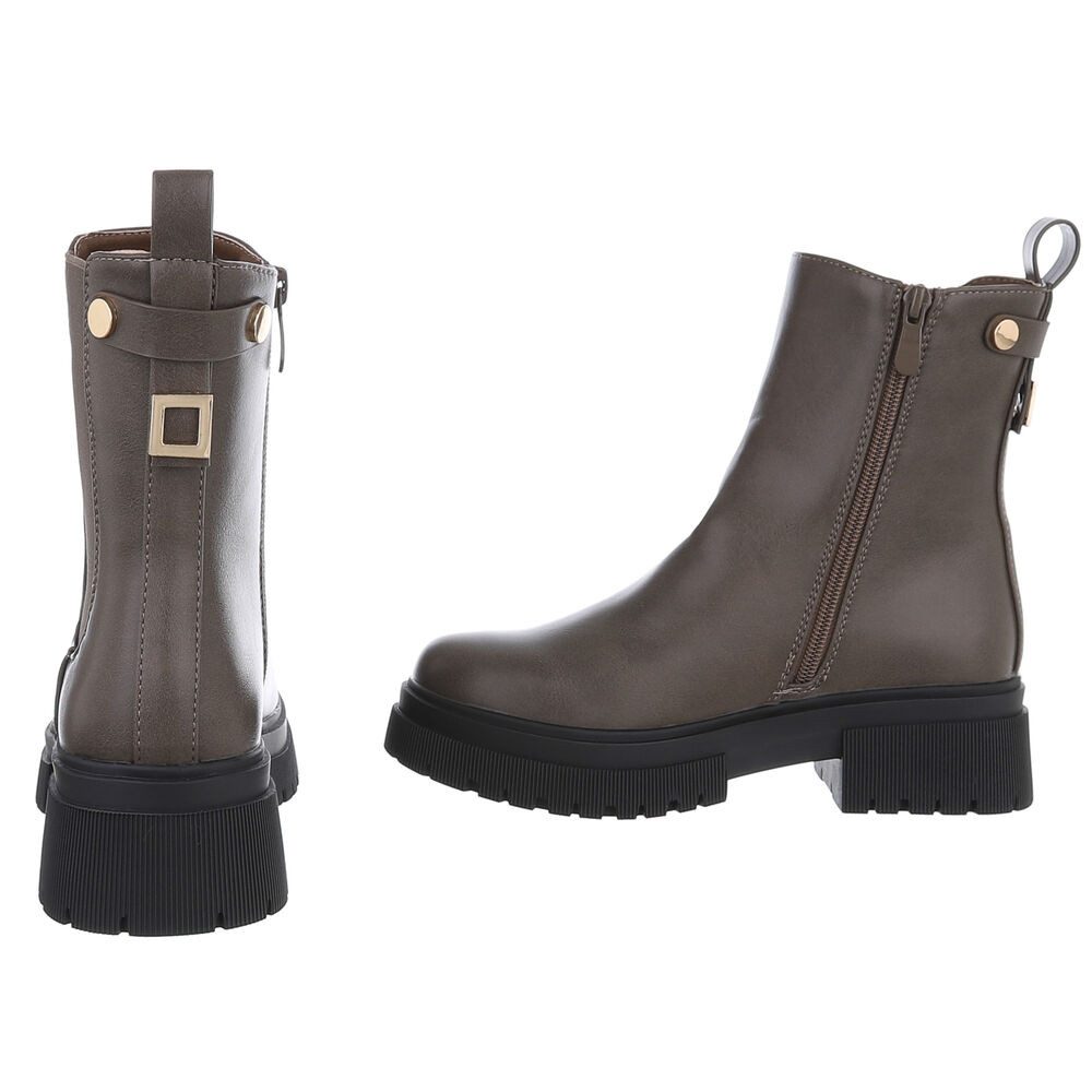 Ital-Design Stylischer Chelsea Boot mit elastischen Einsätzen für Damen Plateaustiefelette (90515131) Blockabsatz Stiefeletten in Grau