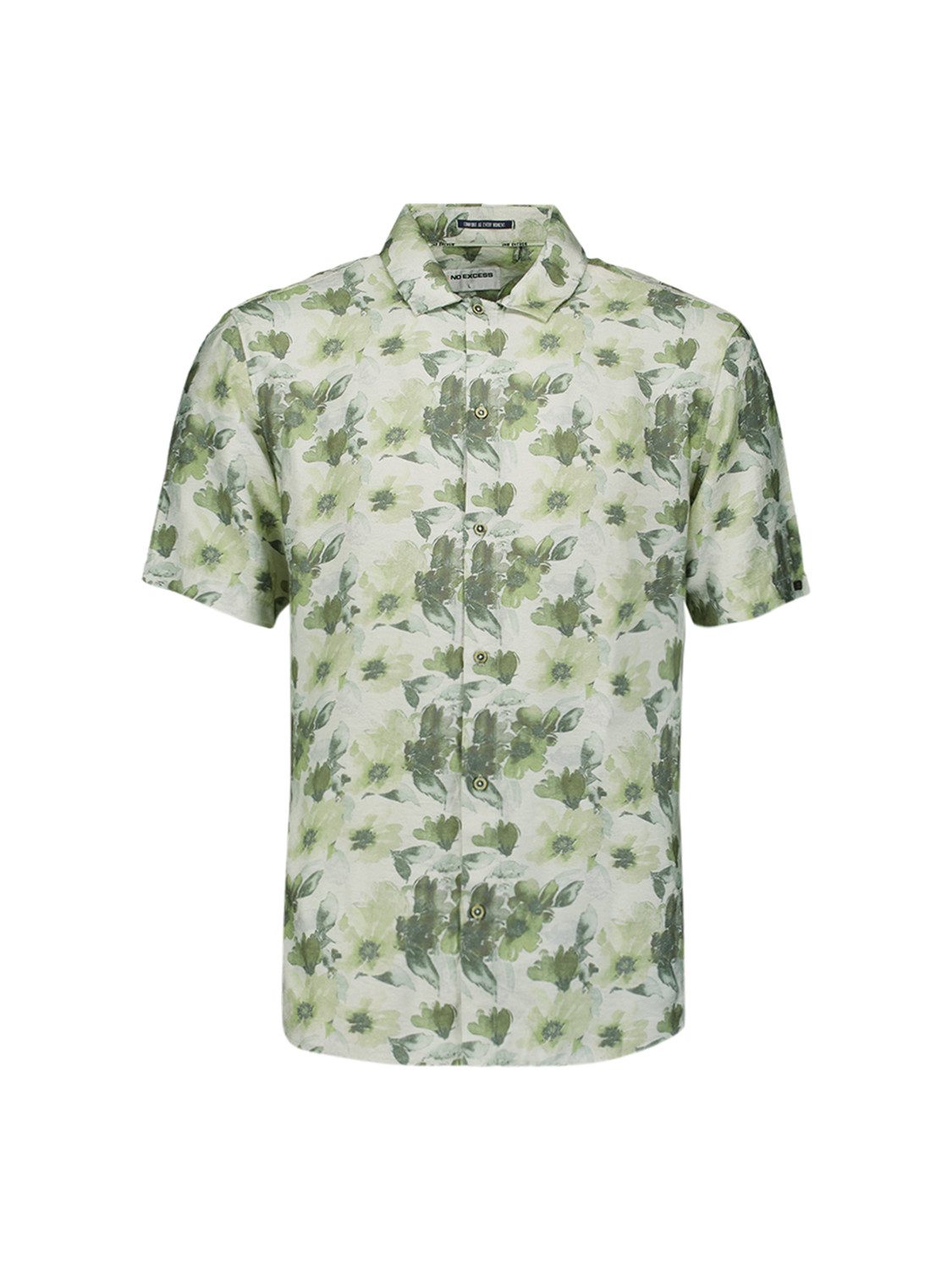 NO EXCESS Kurzarmhemd Shirt Short Sleeve Stretch Allover - No Excess gemustertes Kurzarm Som