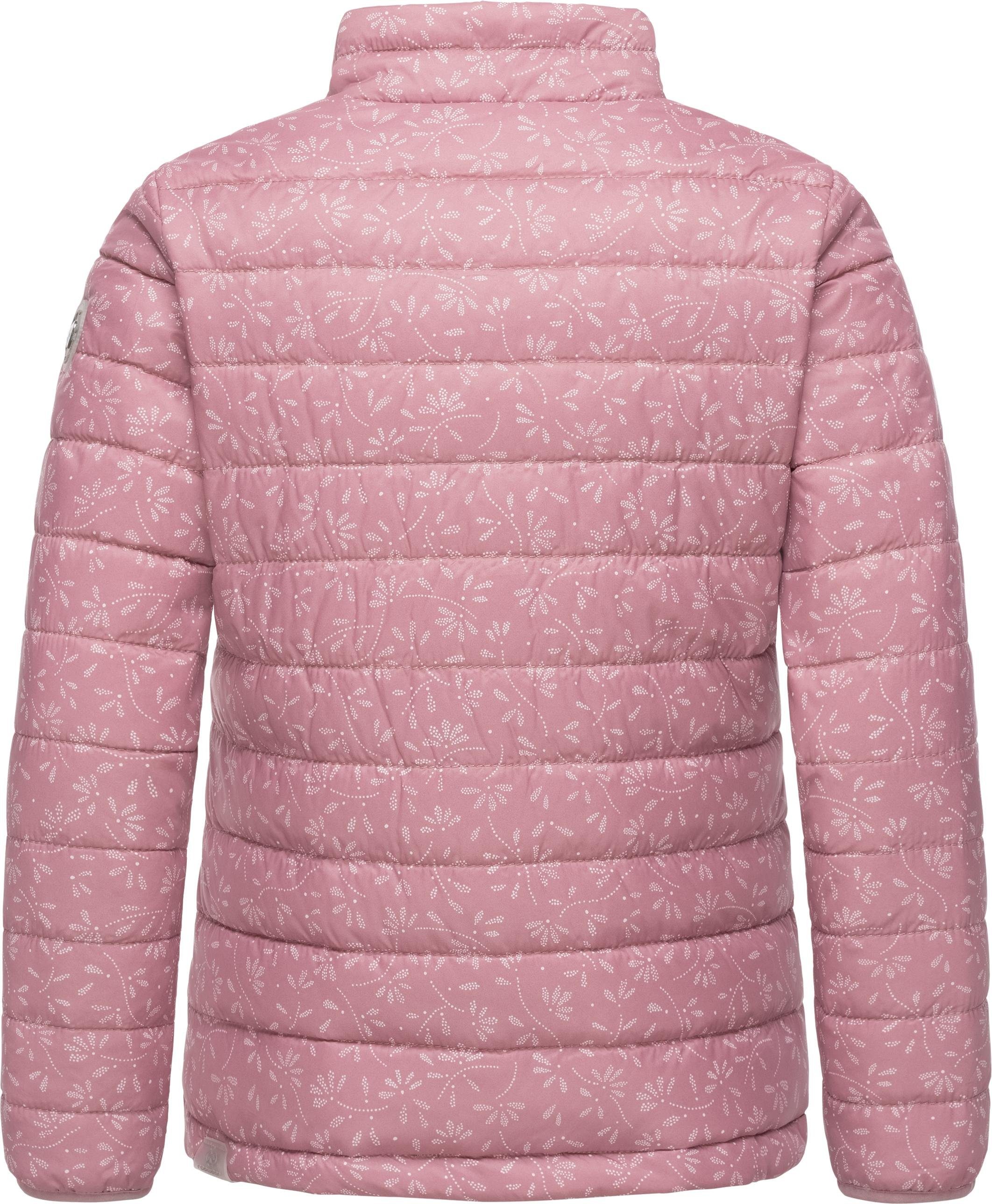Ragwear Steppjacke Yarca mit Mädchen rosa Bloom Blumen-Print Jacke coolem Gesteppte