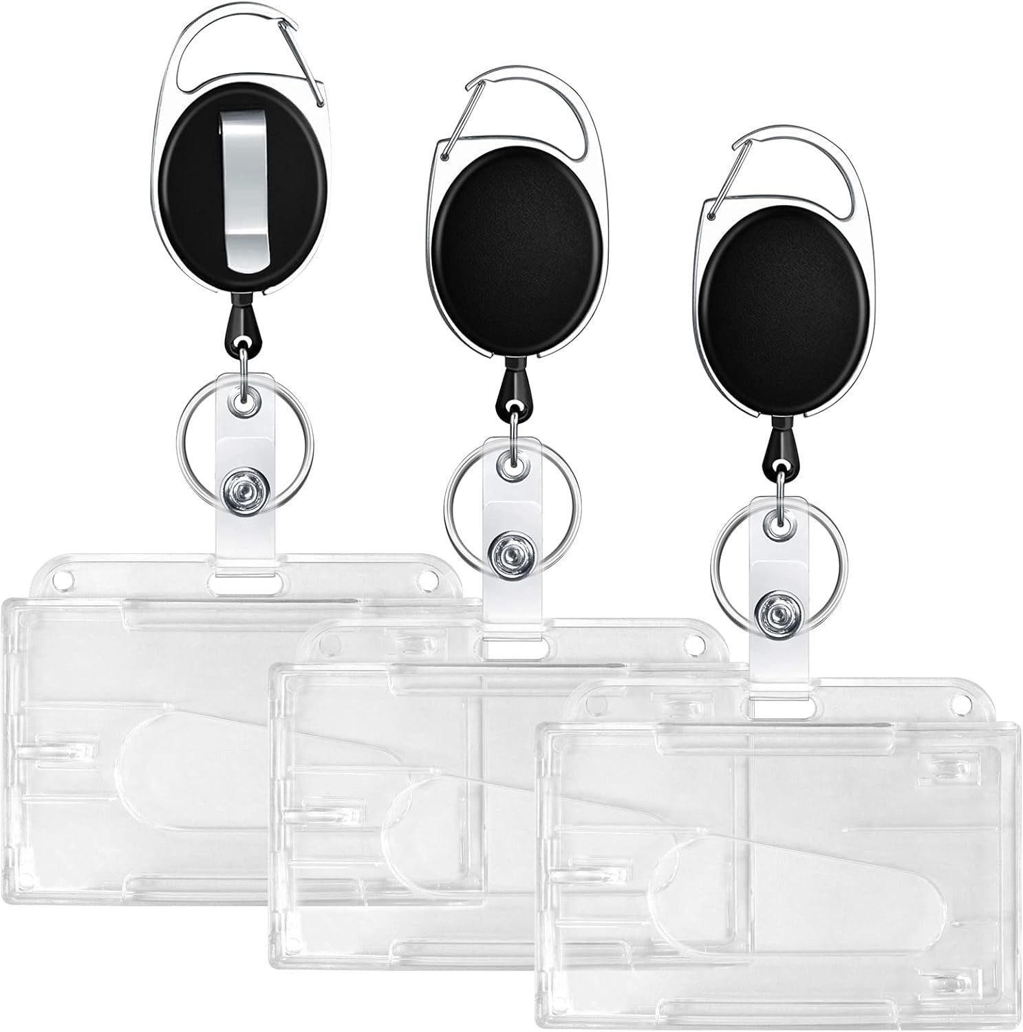 Schlüsselanhänger 3er Schlüsselband Ausziehbar mit Kartenhalter ID Badge Holder