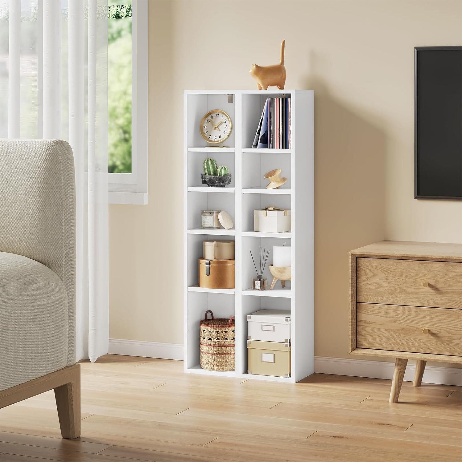 Woltu Bücherregal, 2-tlg., Aufbewahrungsregal mit 10 Fächern, CD-Ständer günstig online kaufen