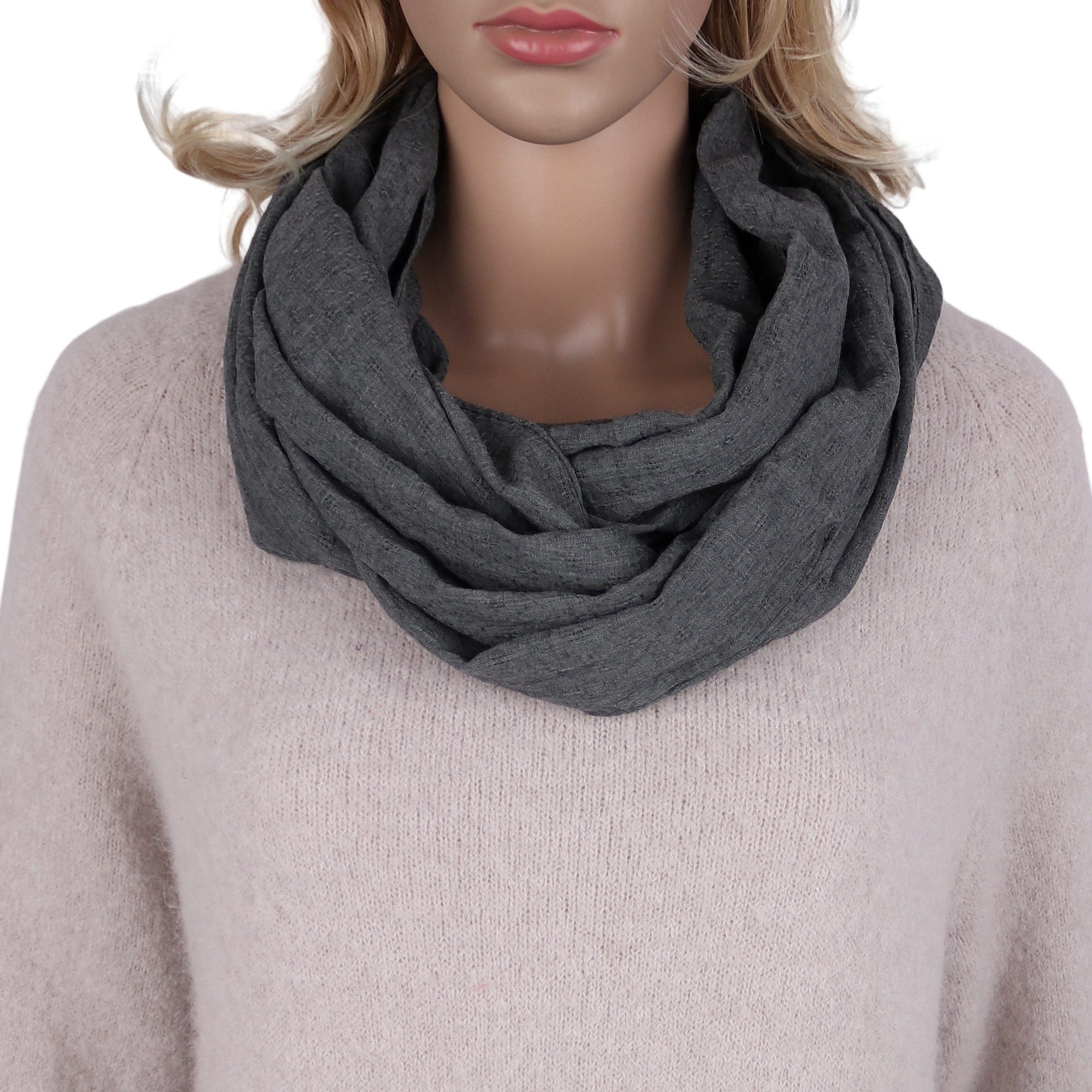 MIRROSI Loop Damen Schal Unifarbe mit Lochmuster Weich aus 100% Baumwolle, günstig online kaufen