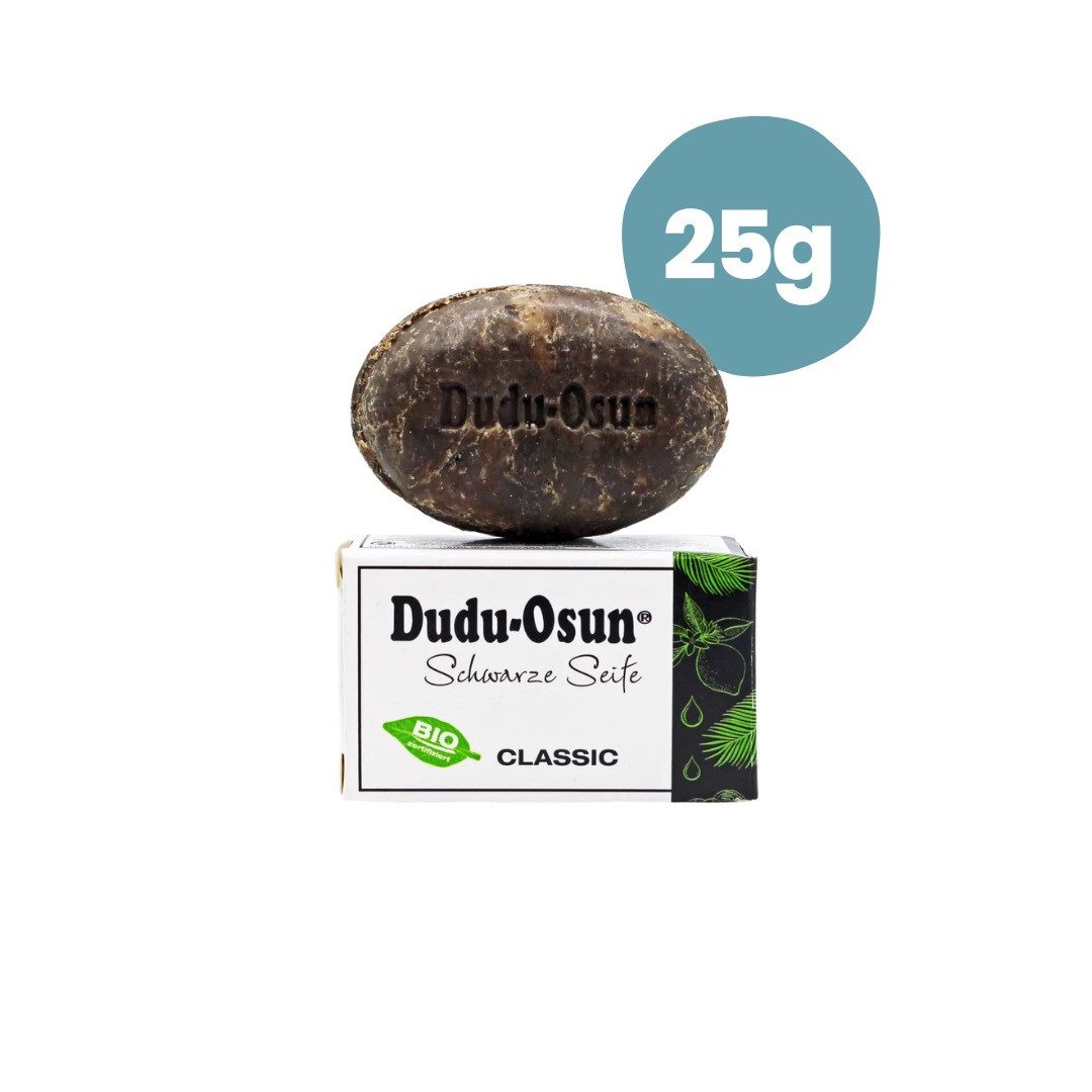 Dudu-Osun Rohseife Dudu Osun schwarze - Classic - 25g, Handgefertigt in Nigeria · Recyceltes Glas · Unikat