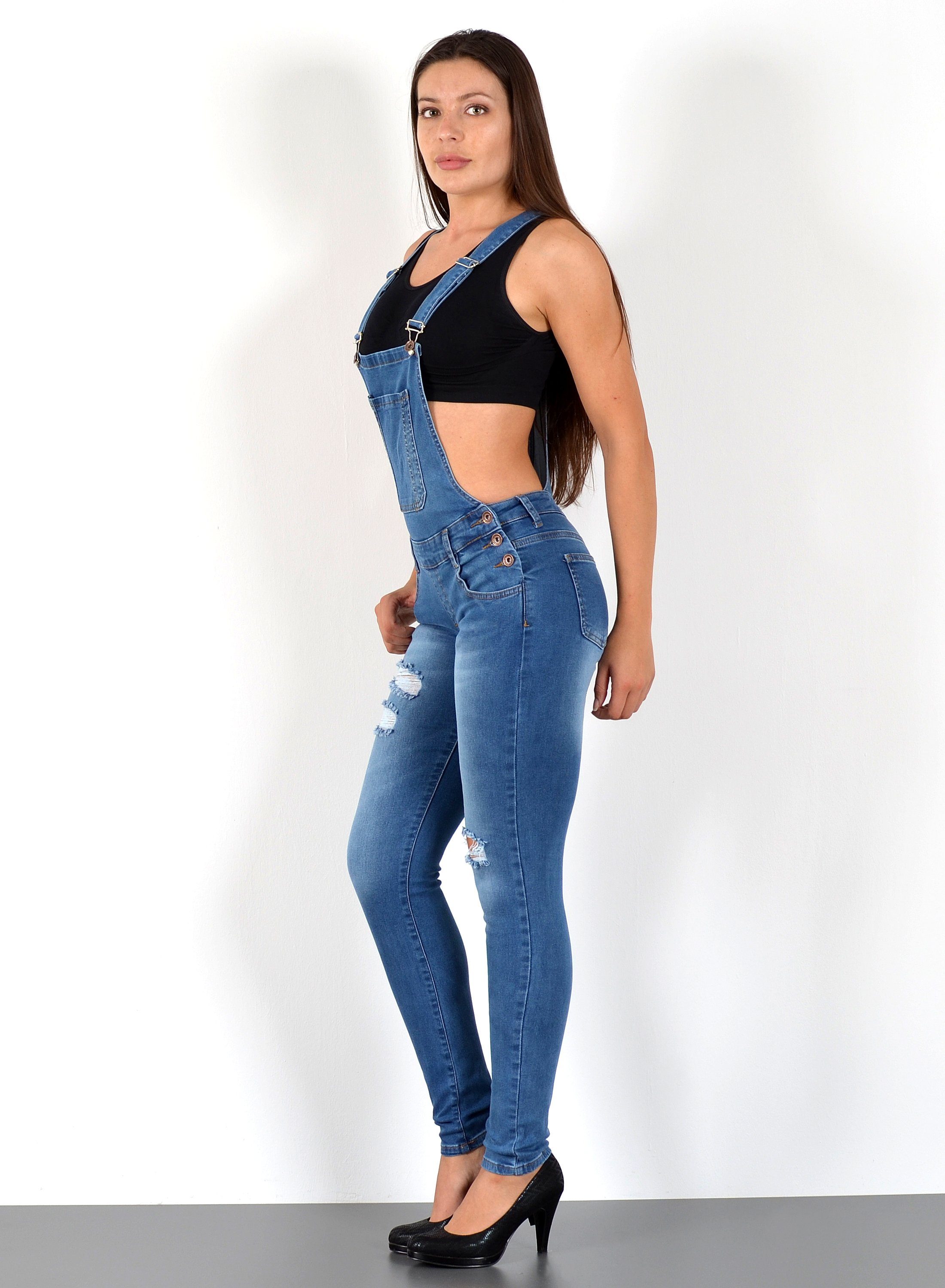 ESRA Jeanslatzhose Damen Latzjeans mit Hosenträger günstig online kaufen