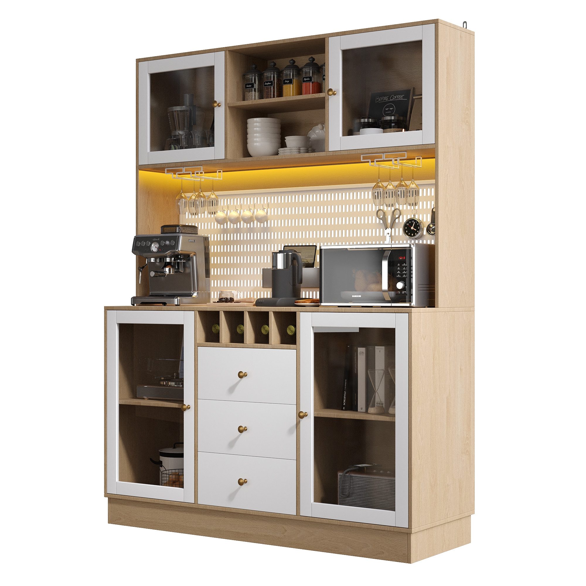 Fine Life Pro Buffetaufsatz Luxuriöser Hochschrank mit Smart-LED & Durchdachtem Stauraum