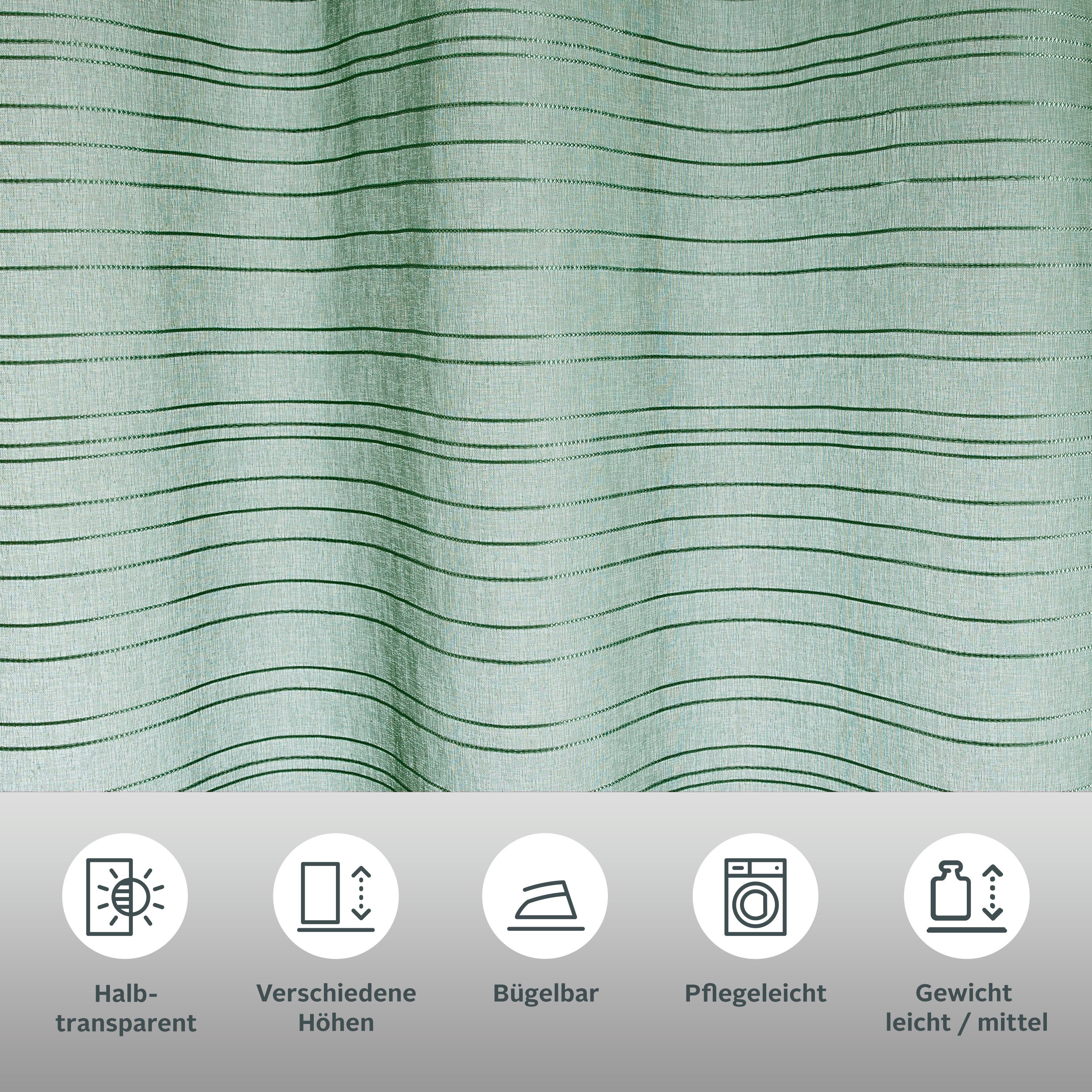 Bruno Banani Gardine Linus (1 St), Ösen, halbtransparent, 1 Schal, eingewebte Querstreifen