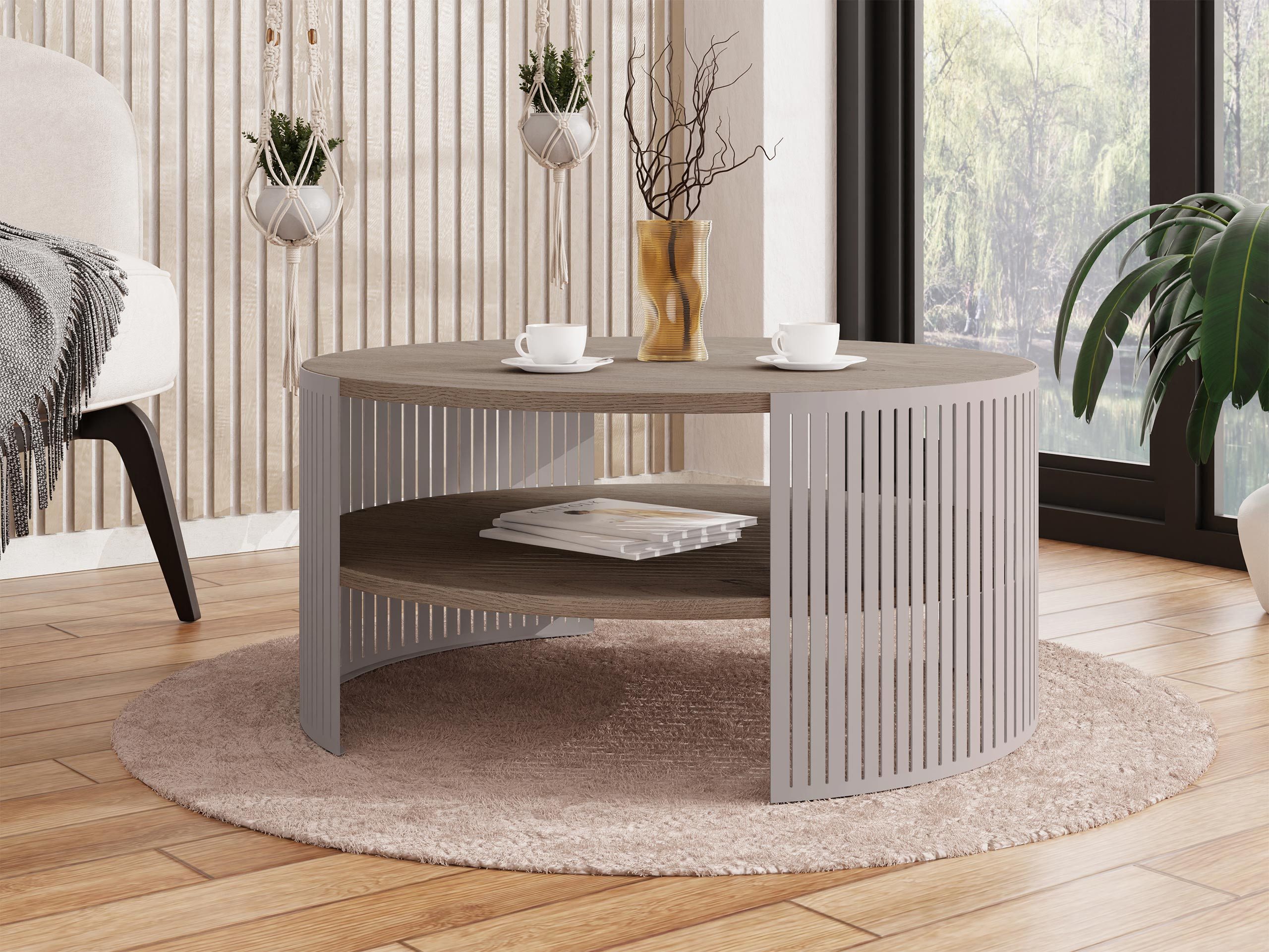 MIRJAN24 Couchtisch Fikoli Cashmere, 75x75x40 cm, Gestell aus Stahl – Bild 2 von 5