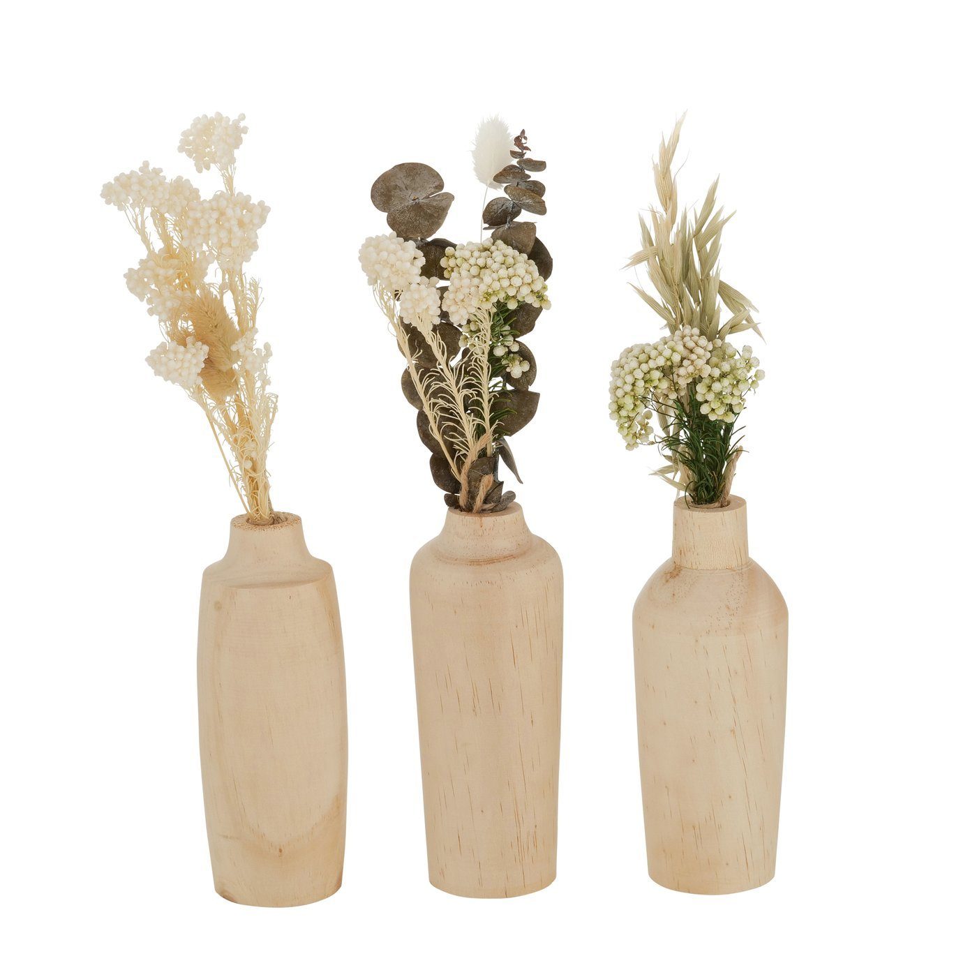 "Faya" Blumenvase Set Vase Kiefernholz (3 braun, Dekovase aus 3er BOLTZE in St)