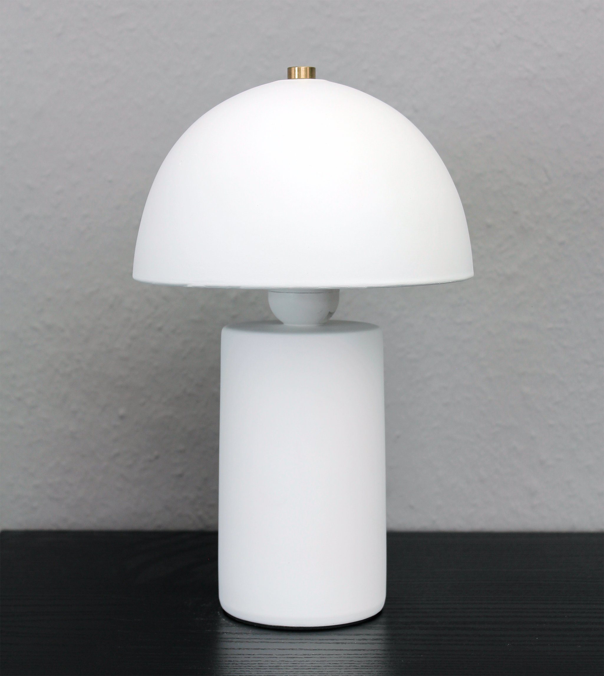 Arnusa Tischleuchte Tischlampe Pilz Keramik Weiß 17x28 cm Nachttischlampe modern, Ohne Leuchtmittel, kleine Beistelllampe Leselampe blendfrei