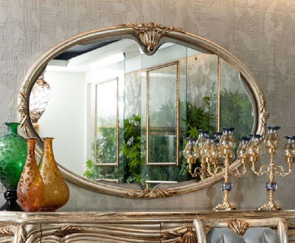Casa Padrino Barockspiegel Luxus Barock Spiegel Silber / Gold - Ovaler  Massivholz Wandspiegel im Barockstil - Barock Möbel