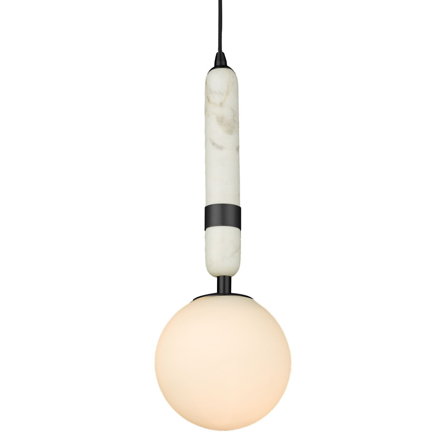 Licht-Erlebnisse Pendelleuchte PRYDEN, ohne Leuchtmittel, Kugelschirm D: 15 cm H: max. 146 cm verstellbar Glas Marmor Metall