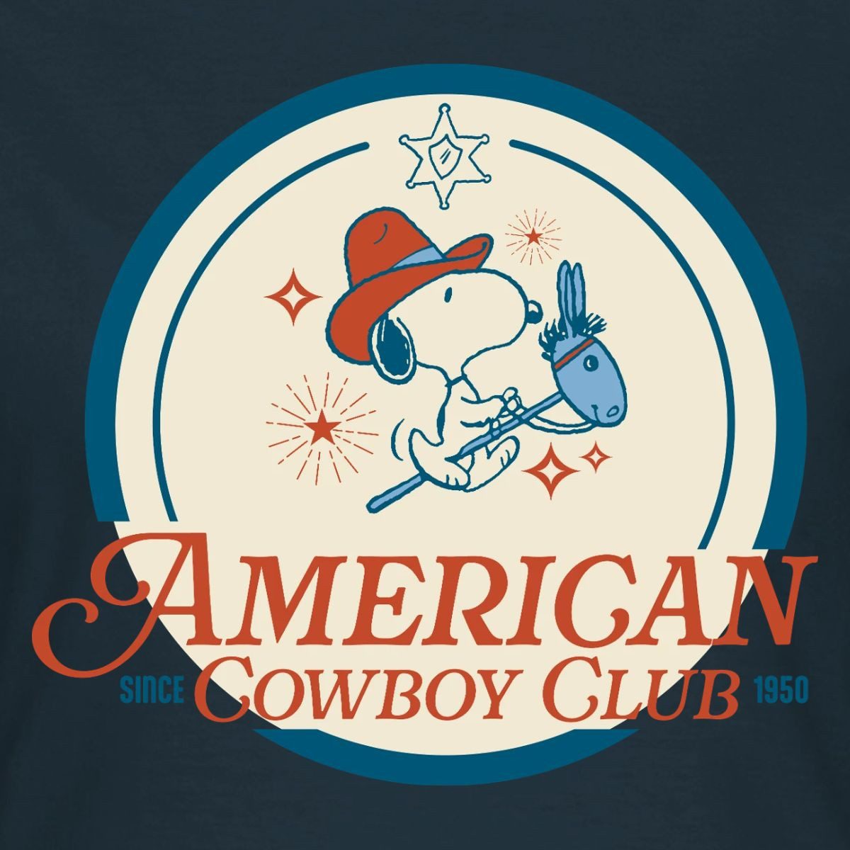 Spreadshirt T-Shirt Peanuts Snoopy American Cowboy Club Frauen T-Shirt (1-tlg) Slim Fit, fällt klein aus