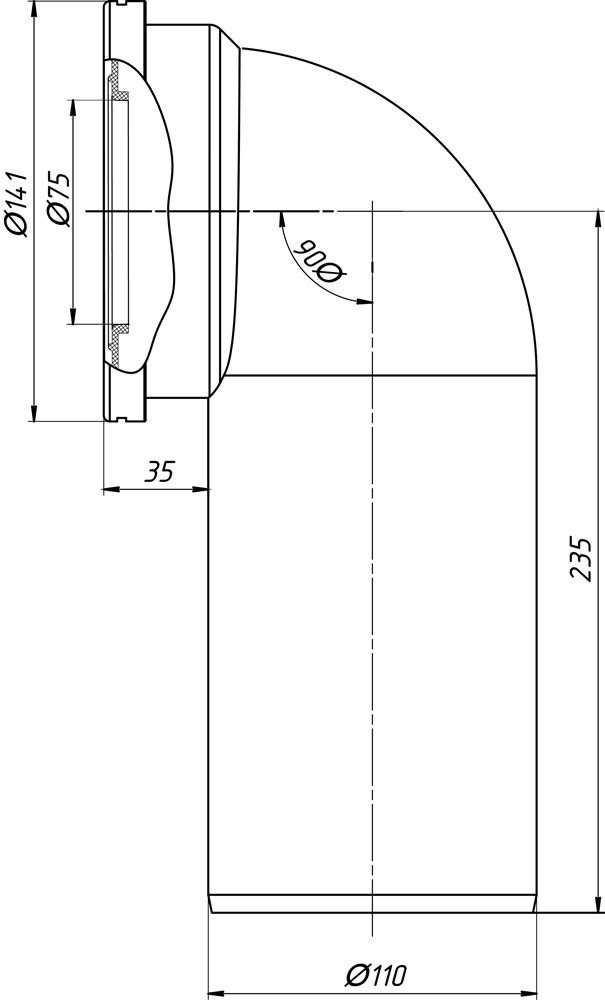 Belvit WC-Anschlussrohr BV-WC1004, (1-tlg), Belvit WC Anschluss Abflussrohr DN 110 Bogen 90°