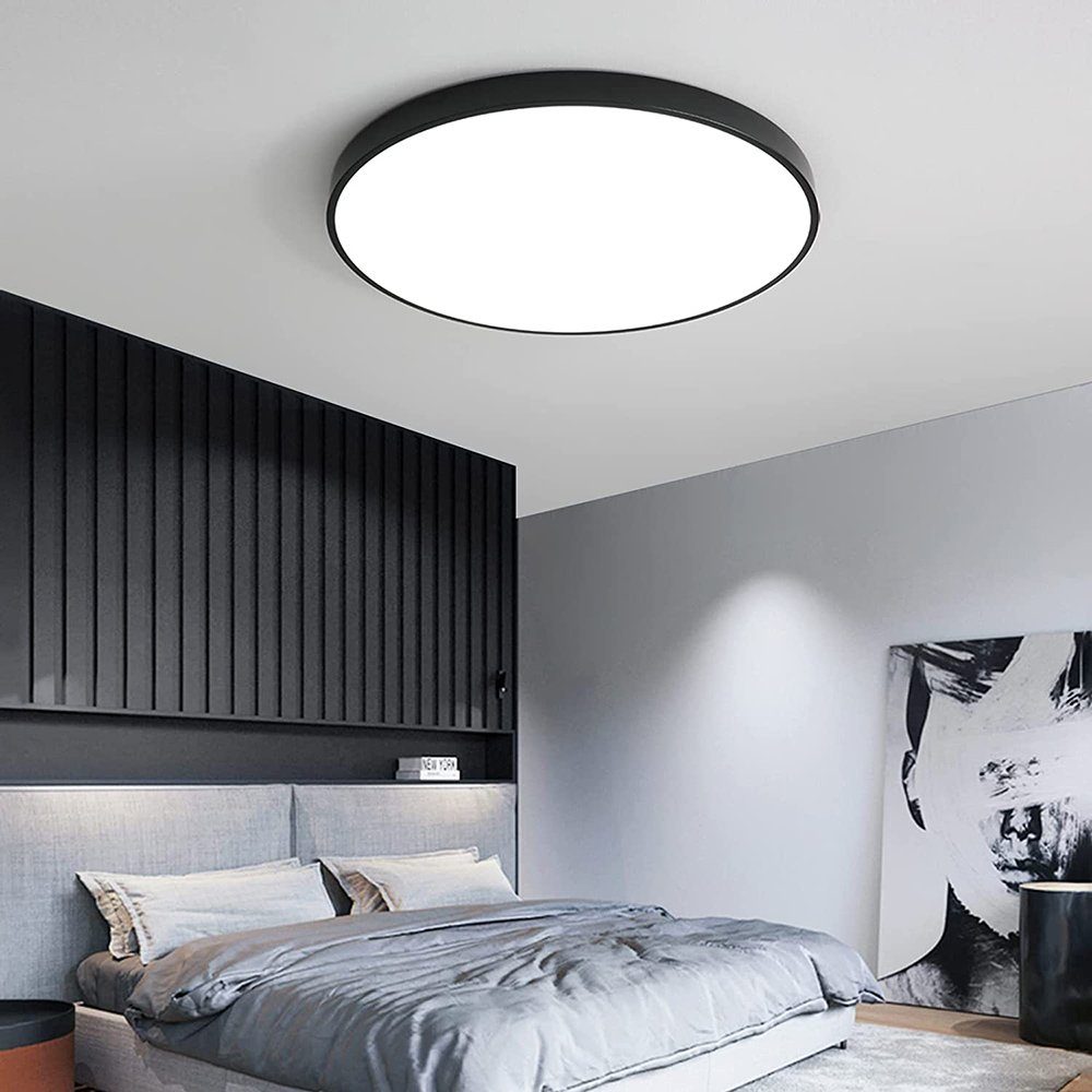 MUPOO LED Deckenleuchte LED Panel Schwarz/Weiß, innen Pendelleuchte Wandleuchte IP44, LED Design,Energiesparend&Einfach Bedienen 3 Zu 28-48W, Deckenleuchte Größen, 3 schlankes Farbtemperaturen
