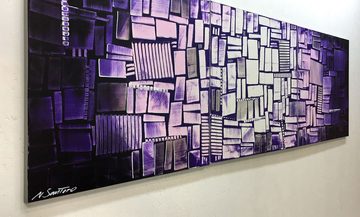 WandbilderXXL XXL-Wandbild Purple Moon 210 x 70 cm, Abstraktes Gemälde, handgemaltes Unikat