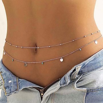 KIKI Kettengürtel Hüftkette Silber Bauchketten Hüftkette Bikini-Kette Körperschmuck