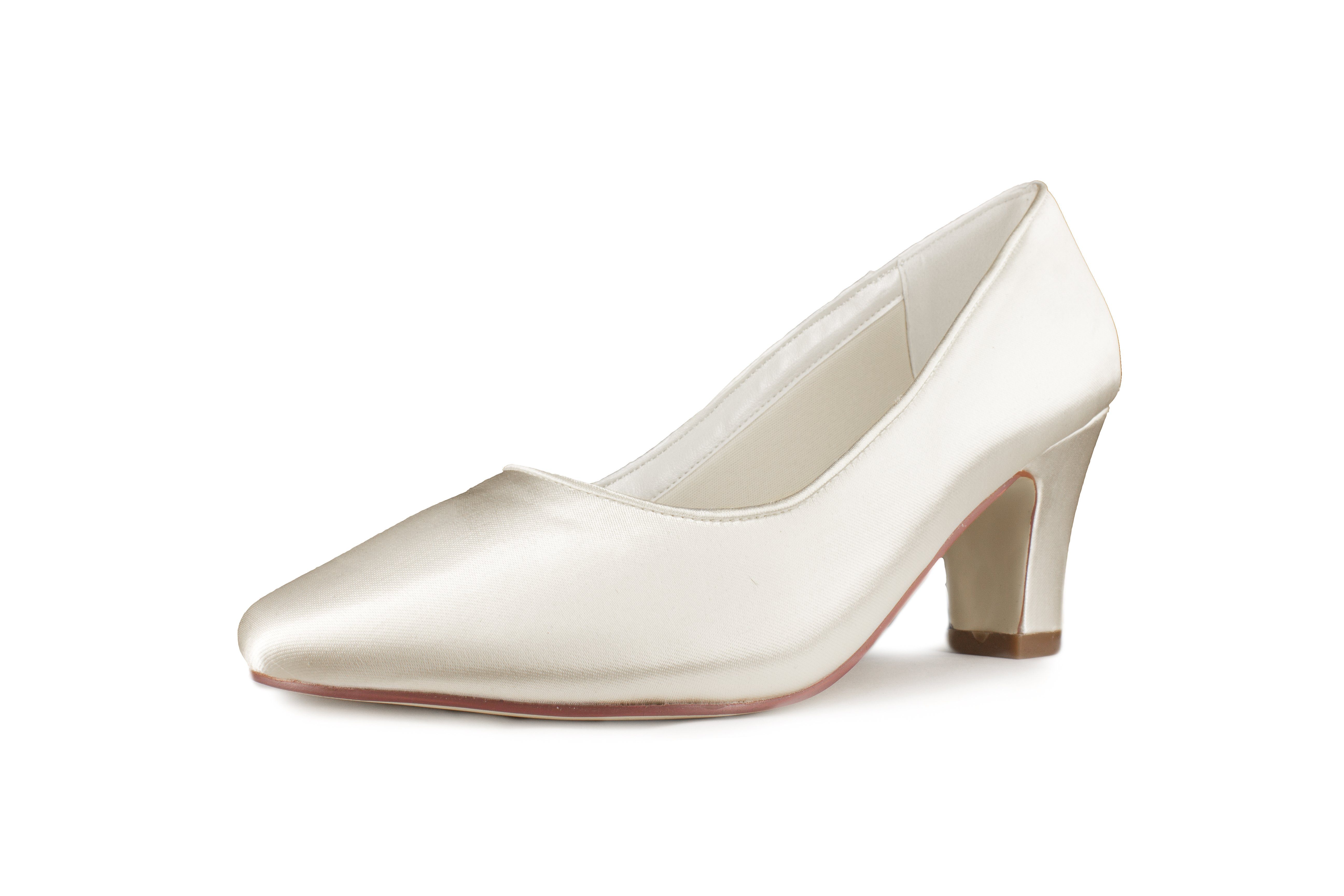 White Lady 931 ivory Satin - bequeme Brautschuhemit Blockabsatz Туфли