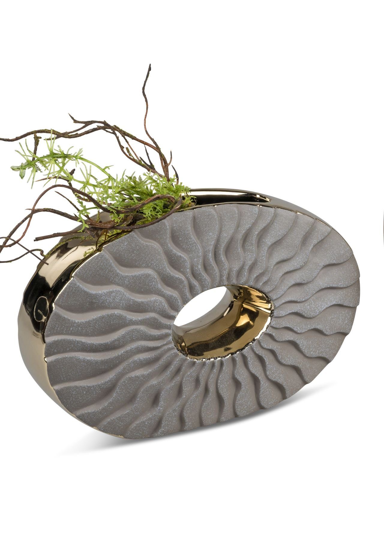 Tischvase Dekovase Formano Vase Tischvase oval oder rund Sand/Gold