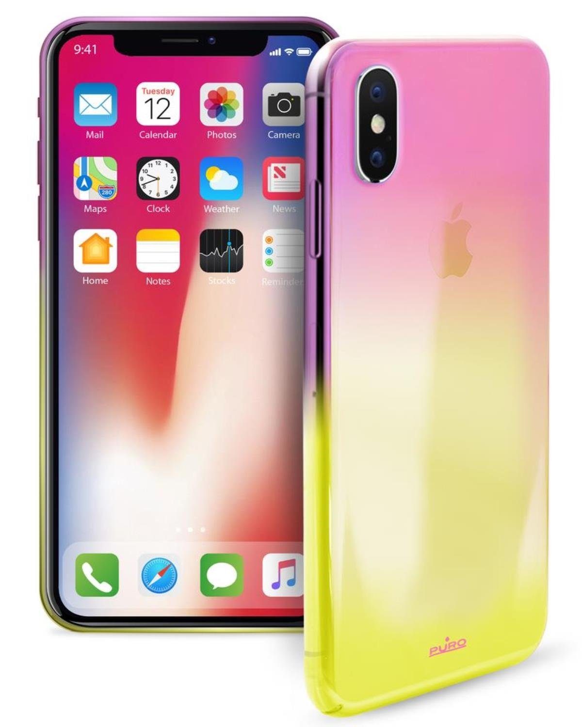 Puro Handyhülle Hologram Cover Orange für Apple iPhone X/Xs, passend für Apple iPhone X / Xs transparentes Polycarbonat, Anti-Kratz