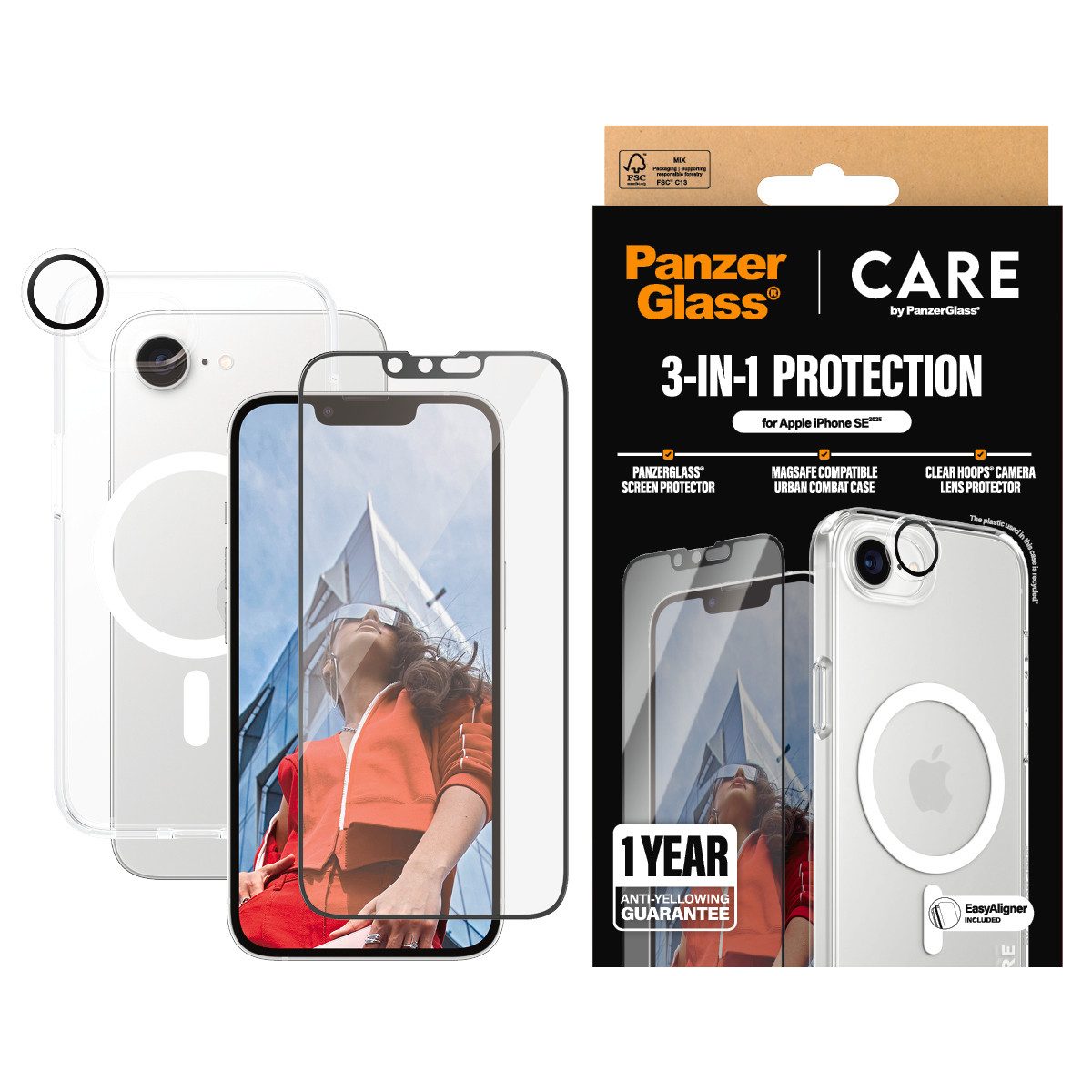 CARE by PanzerGlass Handyhülle Flagship 3-in-1 Set, Backcover, Schutzhülle, Handyschutzhülle, Case, Schutzcase, stoßfest