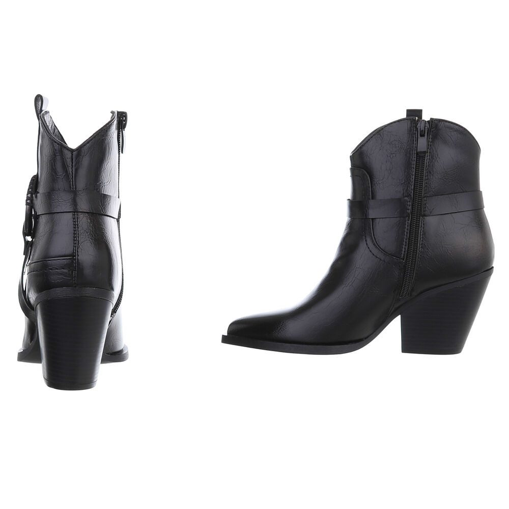 Ital-Design Damen Cowboyboots Western Westernstiefelette (88577606) Blockabsatz Stiefeletten in Schwarz – Bild 5 von 5