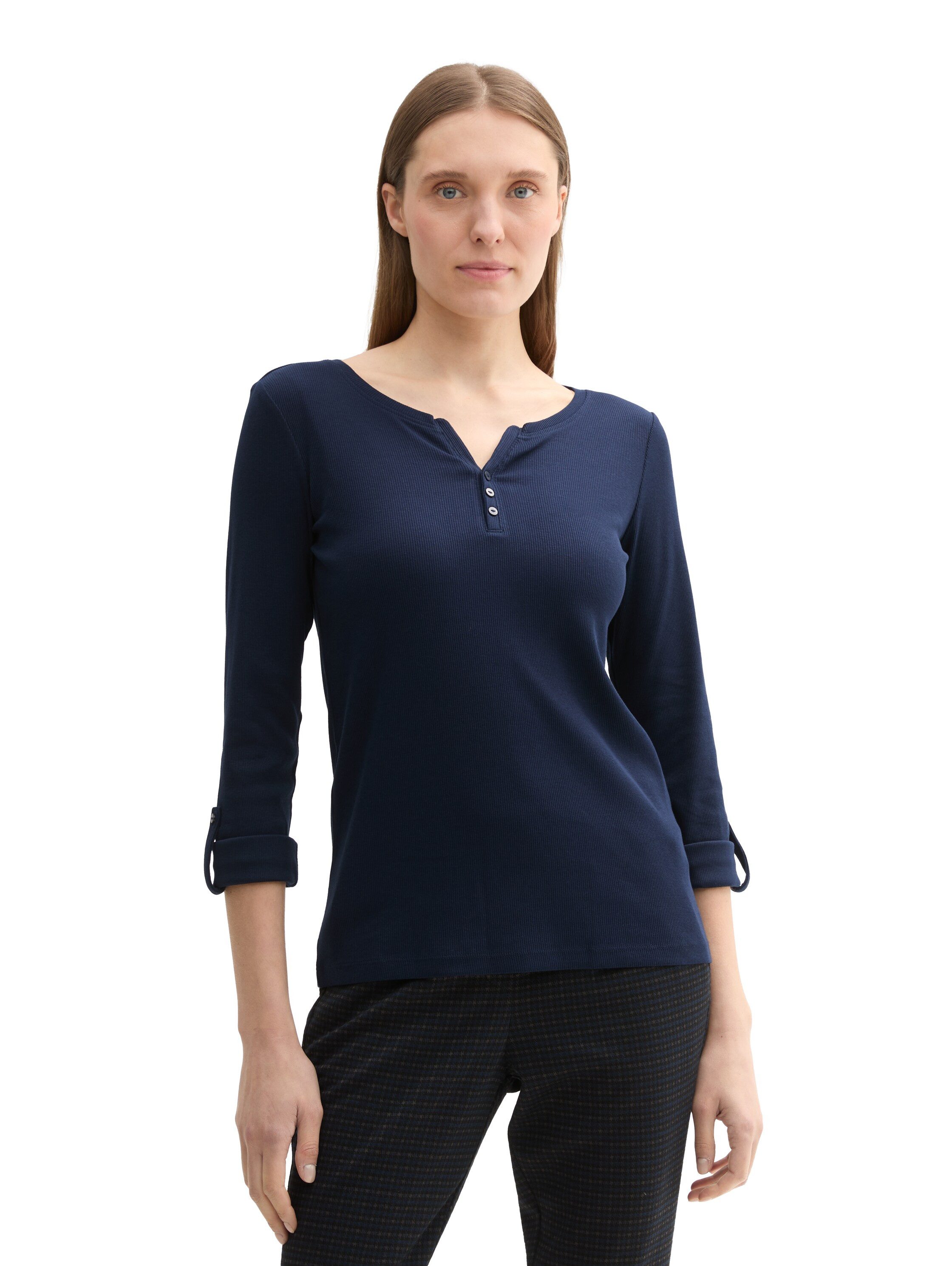 TOM TAILOR Henleyshirt mit Turn-Up-Arm günstig online kaufen