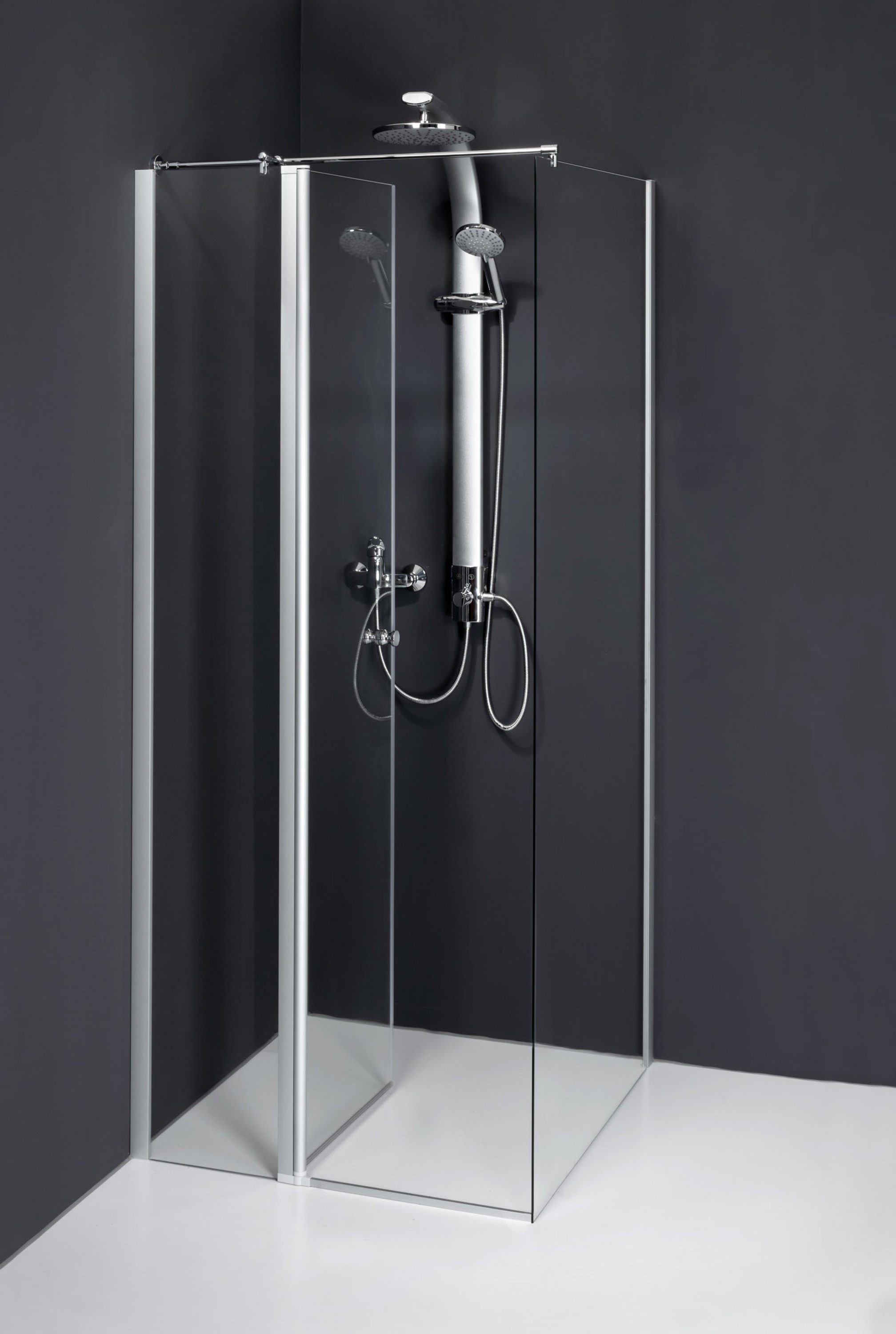 Dusbad Eckdusche Duschabtrennung Dusbad Vital 5 Pendeltür an FT mit Seitenwand, BxT: 90x90 cm, ESG-Glas