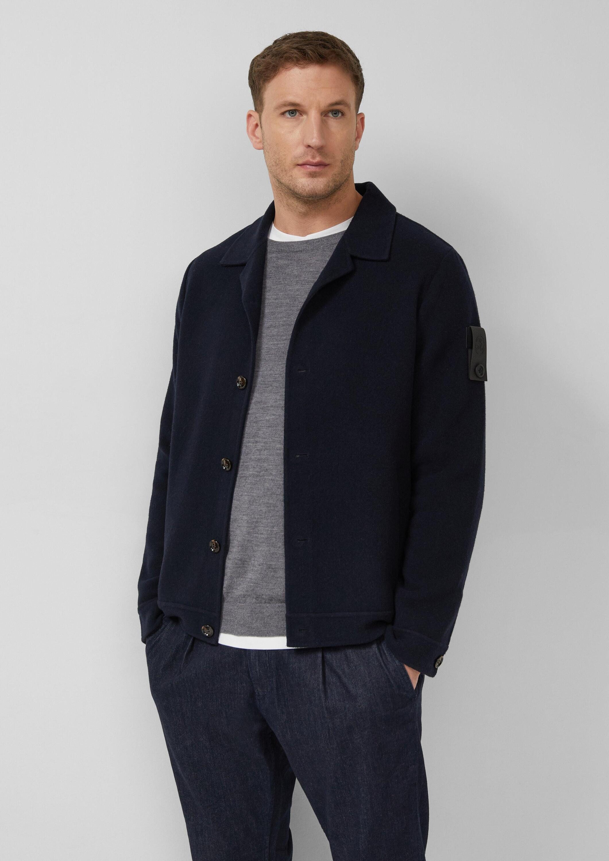 s.Oliver Hemdjacke Outdoor-Jacke Softes Overshirt mit Wolle und Label-Patch