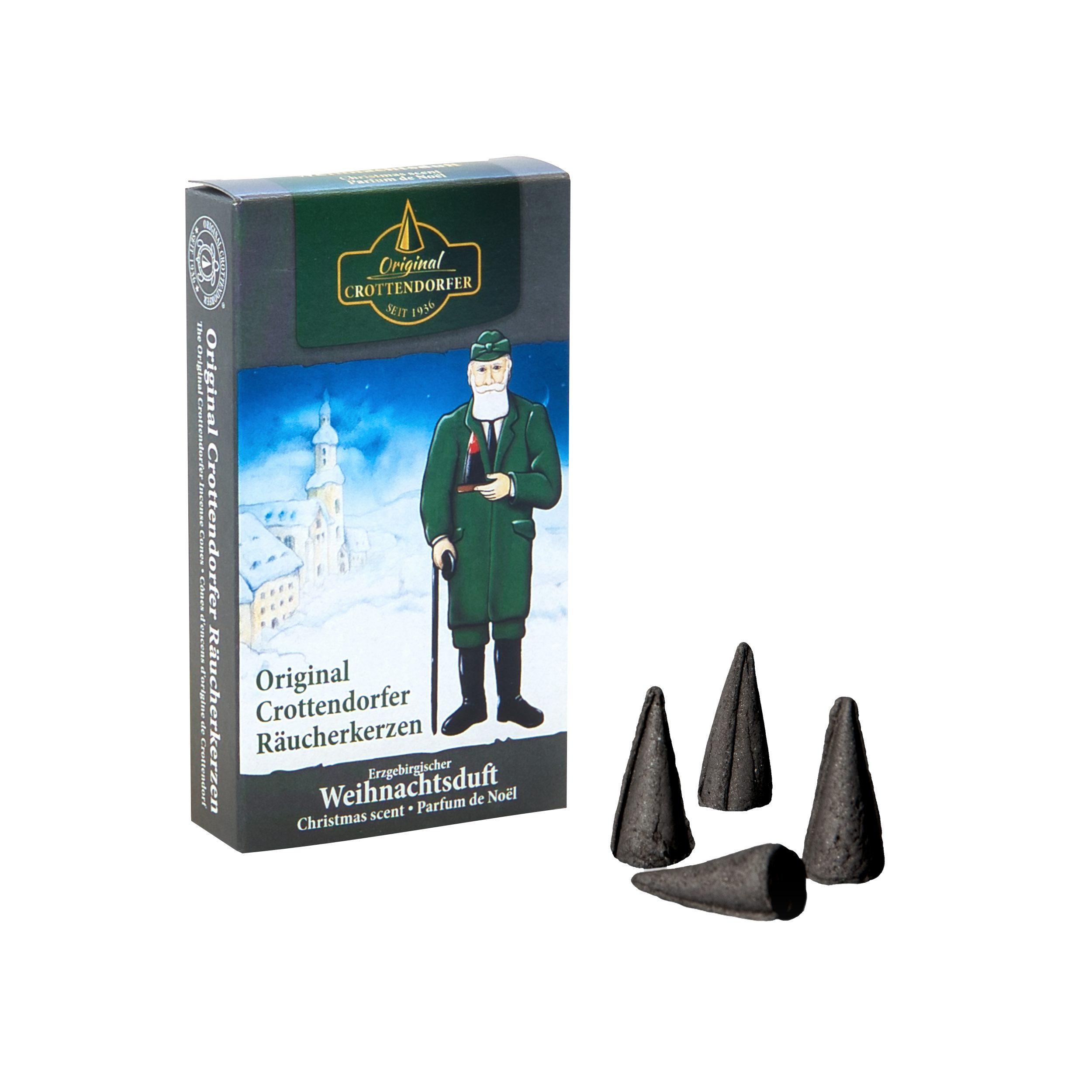 Crottendorfer Räucherkegel Crottendorfer Räucherkerzen 10er-Pack Erzgebirgischer Weihnachtsduft (Packung, 10-St., Vorteilspack), 100% Made in Germany