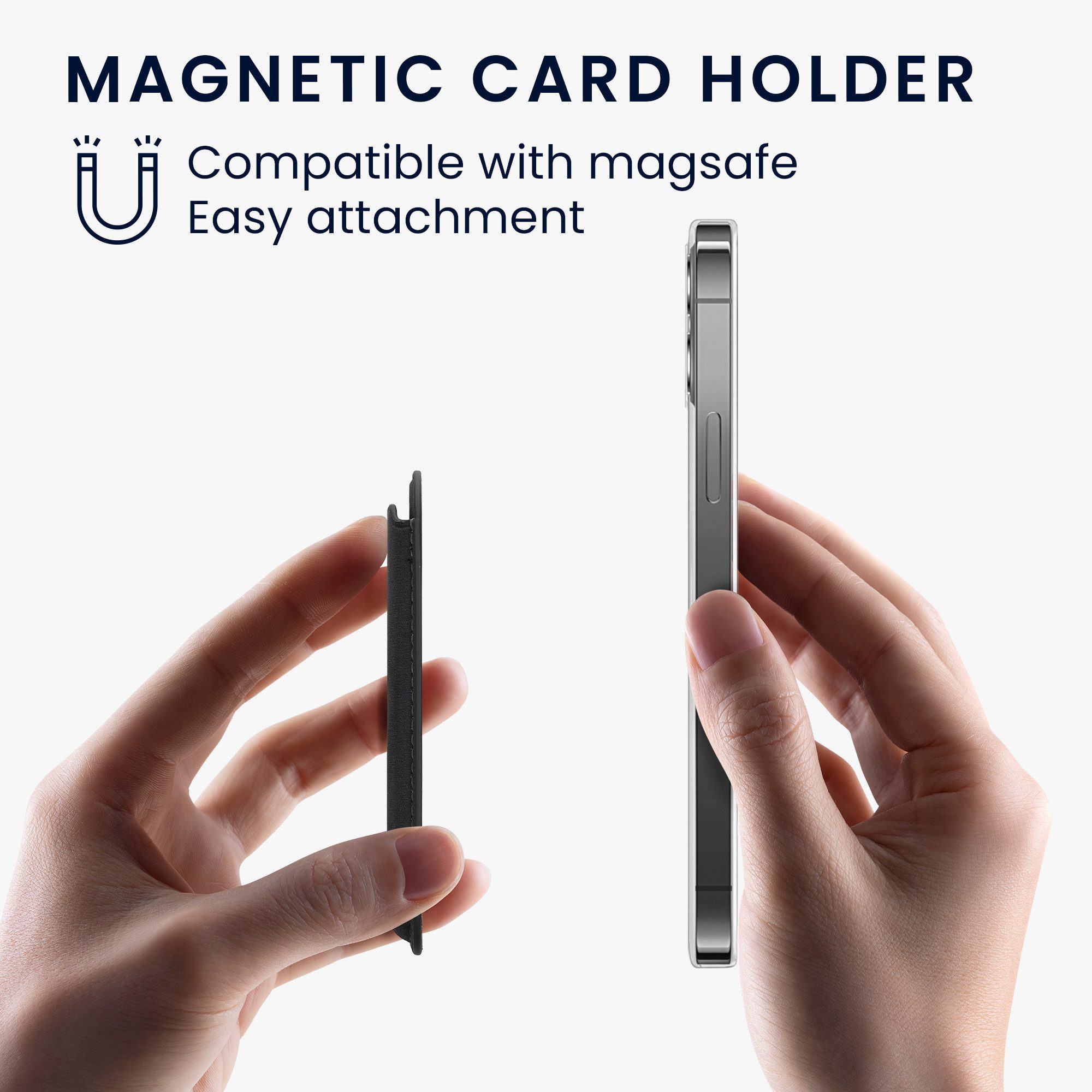 kwmobile Etui Wallet Kartenhalter für Apple iPhone 16 / 15 / 14 / 13 / 12 Serie, Magnetische Karten Hülle - kompatibel mit MagSafe Halter - Stoffbezug – Bild 3 von 5