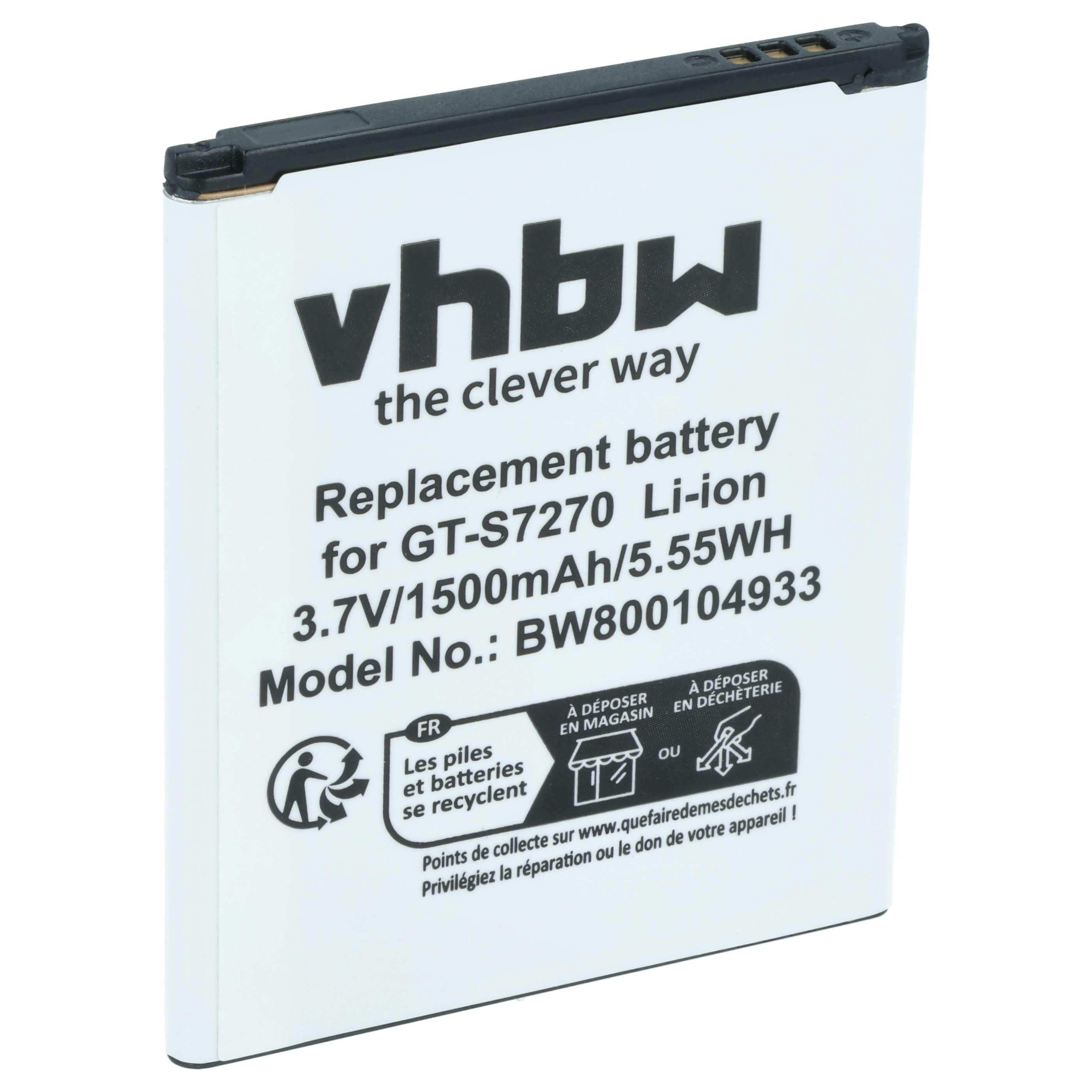 vhbw Akku Ersatz für Samsung B100, B100AE, EB-B100AE, GH43-03948B für Smartphone-Akku Akku Li-Ion 1500 mAh (3,7 V, 1 St), Leistungsfähiger Austausch-Akku für Telefon, Smartphone