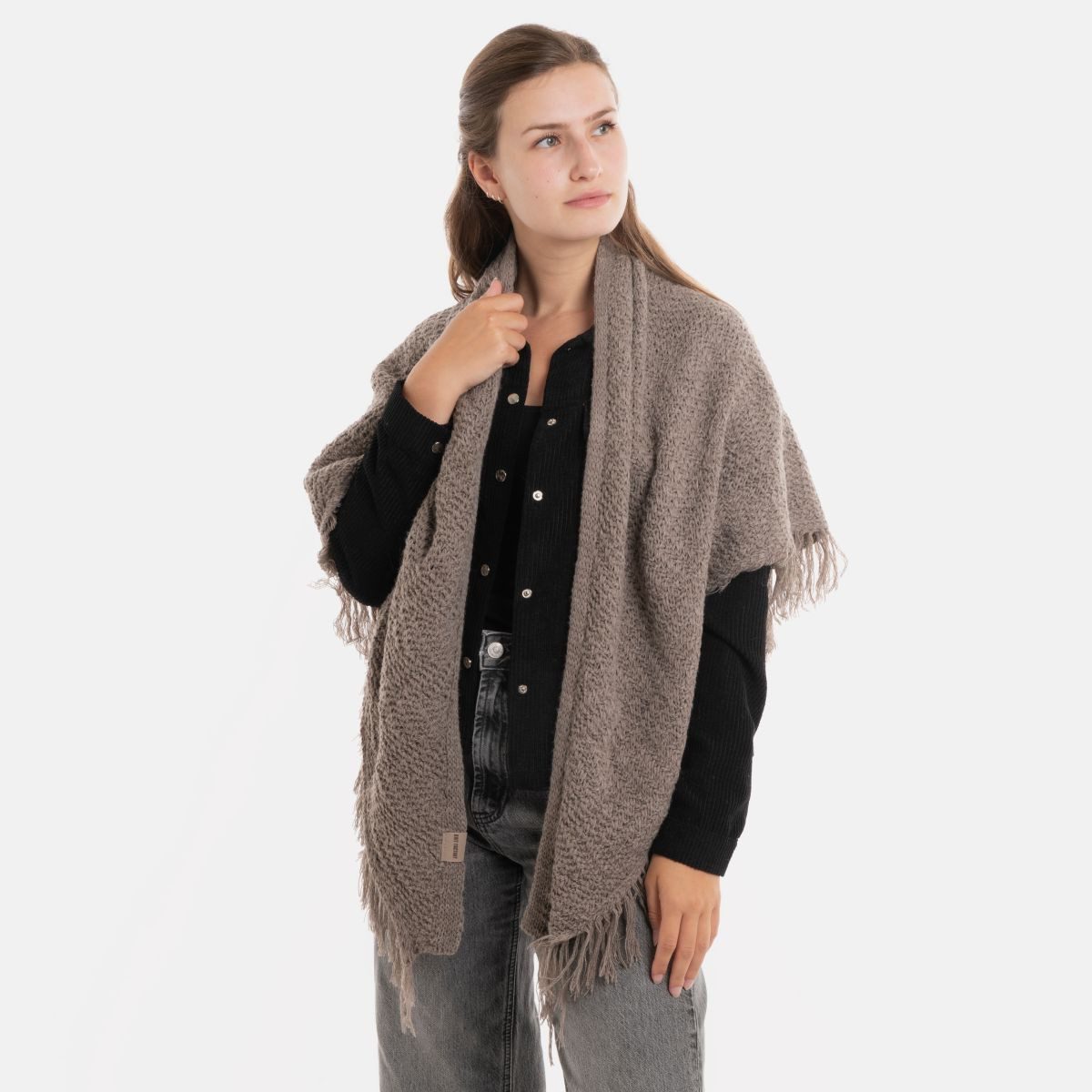 Knit Factory Strickschal Amber Dreiecksschal Marron, (1-St), Schal Halstuch Dreiecksschal Tuch Strickmode