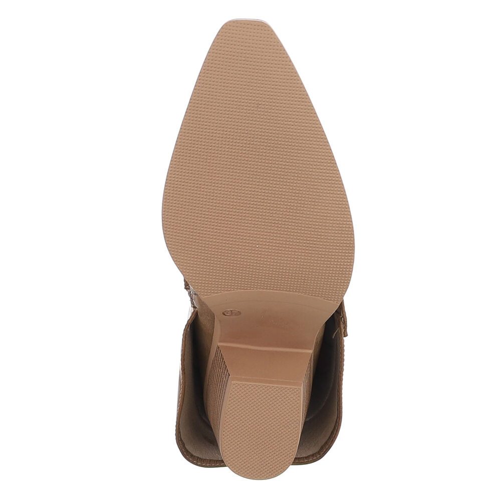 Ital-Design Hochwertige Damen-Stiefel mit kunstvollem Design für Alltag Westernstiefel (90755952) Blockabsatz Stiefel in Hellbraun