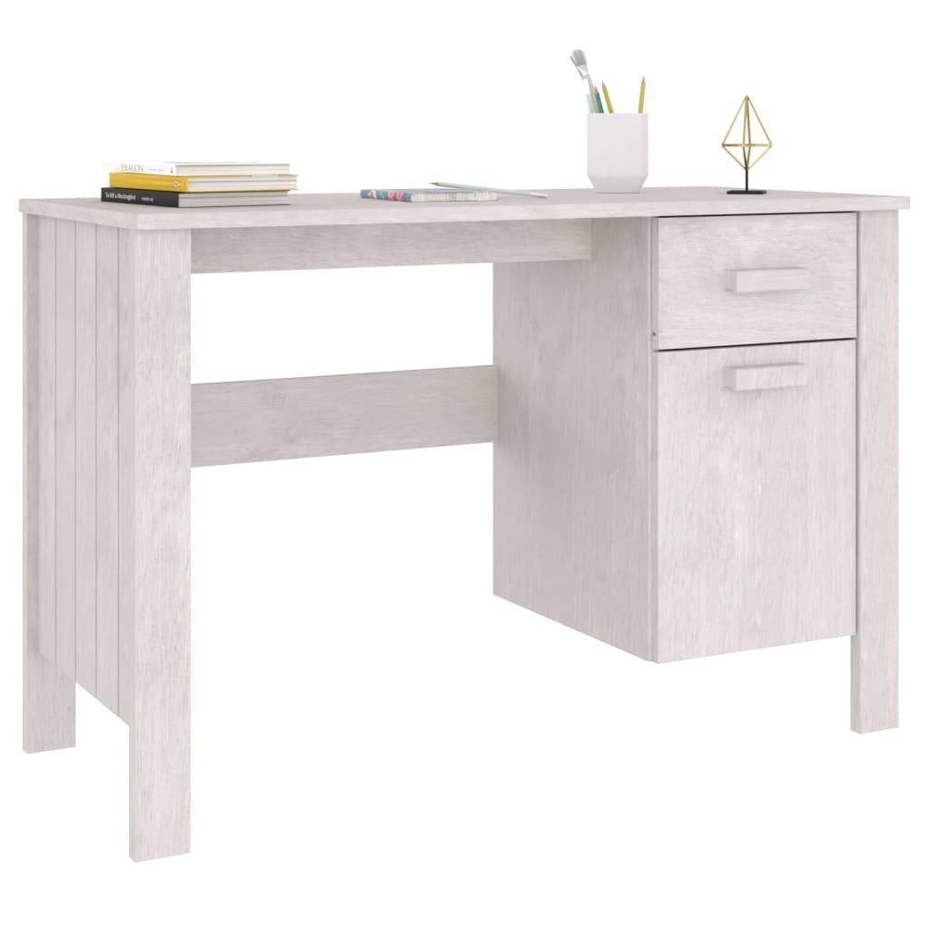 furnicato Schreibtisch HAMAR Weiß 113x50x75 Kiefer Massivholz cm