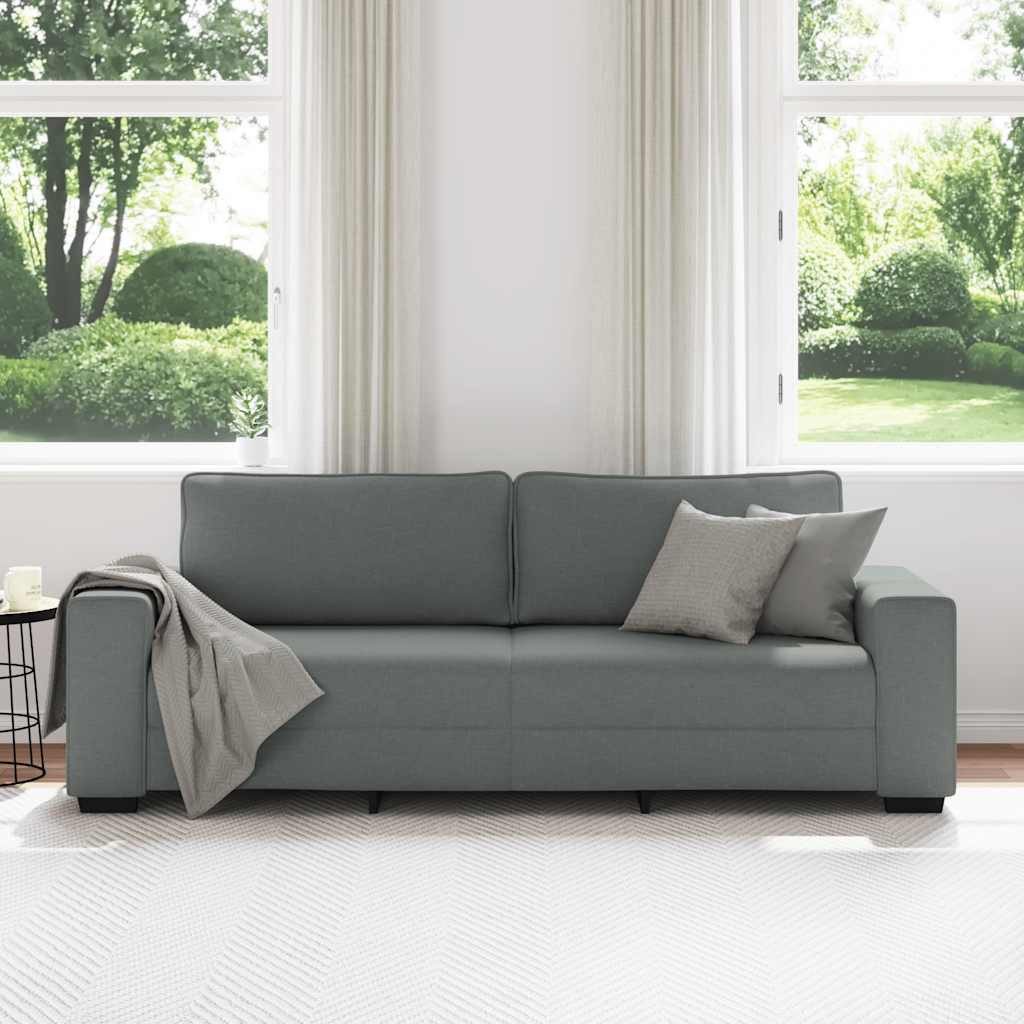 vidaXL Sofa 3-Sitzer-Sofa Dunkelgrau 220x77x82 cm Stoff, 1 Teile