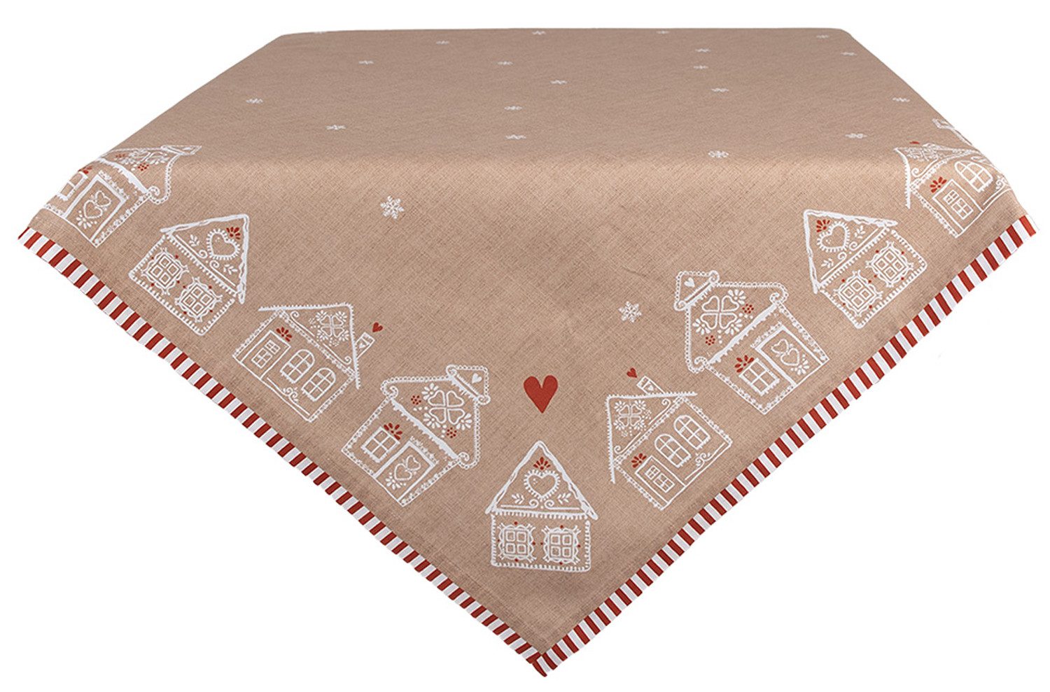 Clayre & Eef Tischdecke Gingerbread Bliss (1-tlg, 1-teilig), quadratische Tischdecke Mitteldecke ca.100x100cm Baumwolle