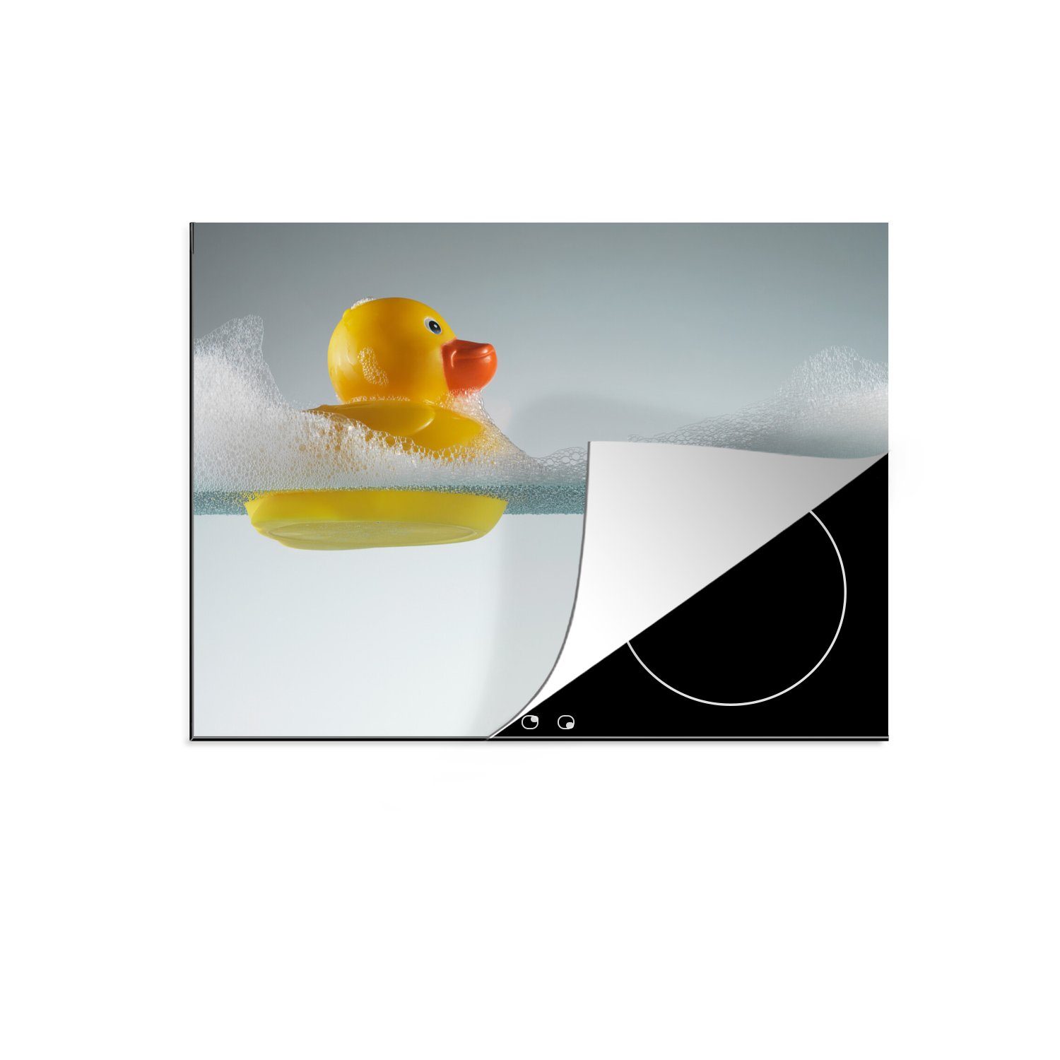 MuchoWow Herdblende-/Abdeckplatte Gummi-Ente - Wasser - Schaumstoff, Vinyl, (1 tlg), 70x52 cm, Mobile Arbeitsfläche nutzbar, Ceranfeldabdeckung