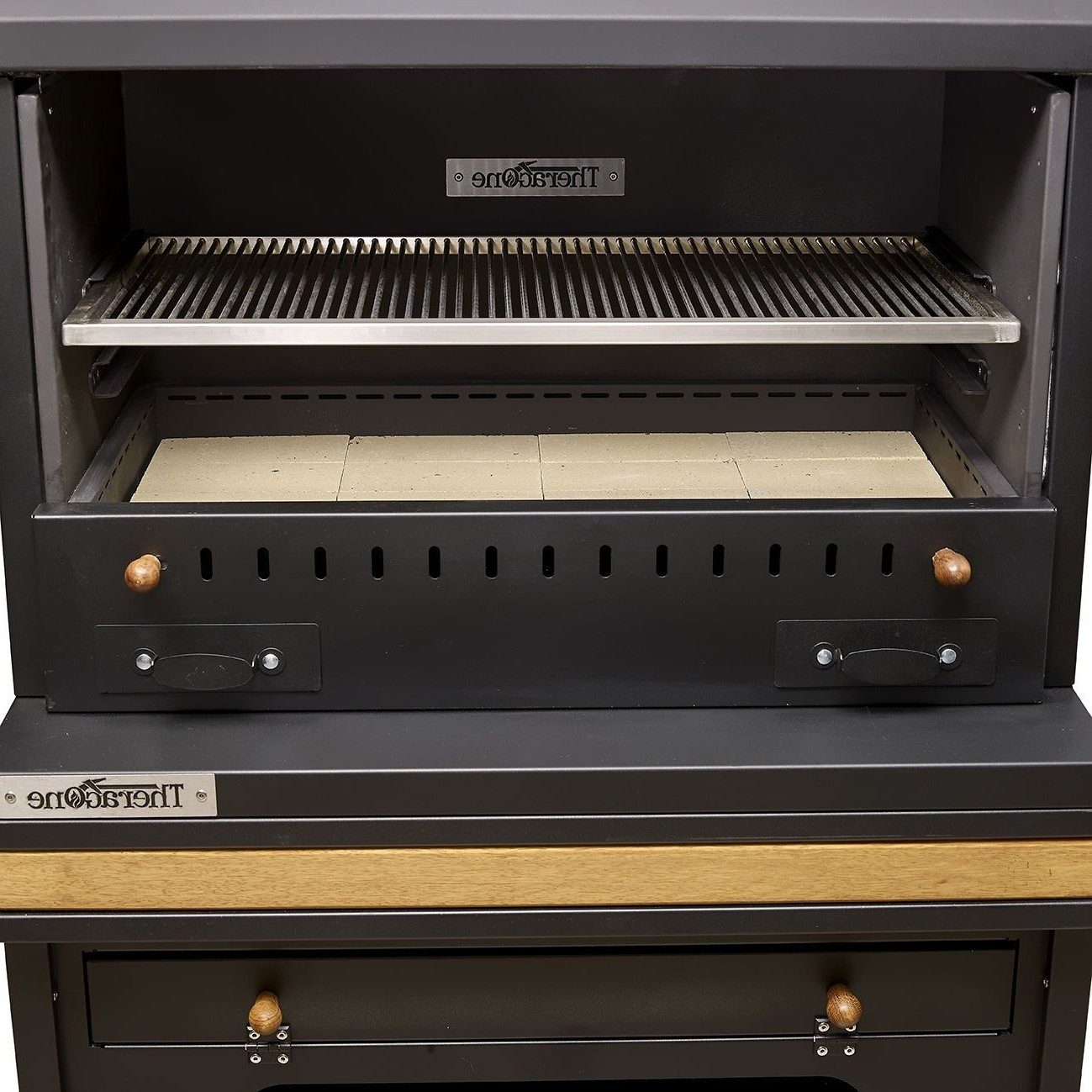 Xlmoebel Outdoor-Küche XLMOEBEL Außenküche aus Holz und Edelstahl in Schwarz-Braun, Made in Europa