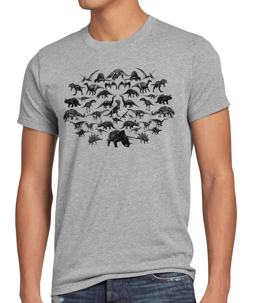 bang Cooper Monster TV Herren Print-Shirt big style3 Dinosaurier Jurassic grau Theory Sheldon meliert T-Shirt