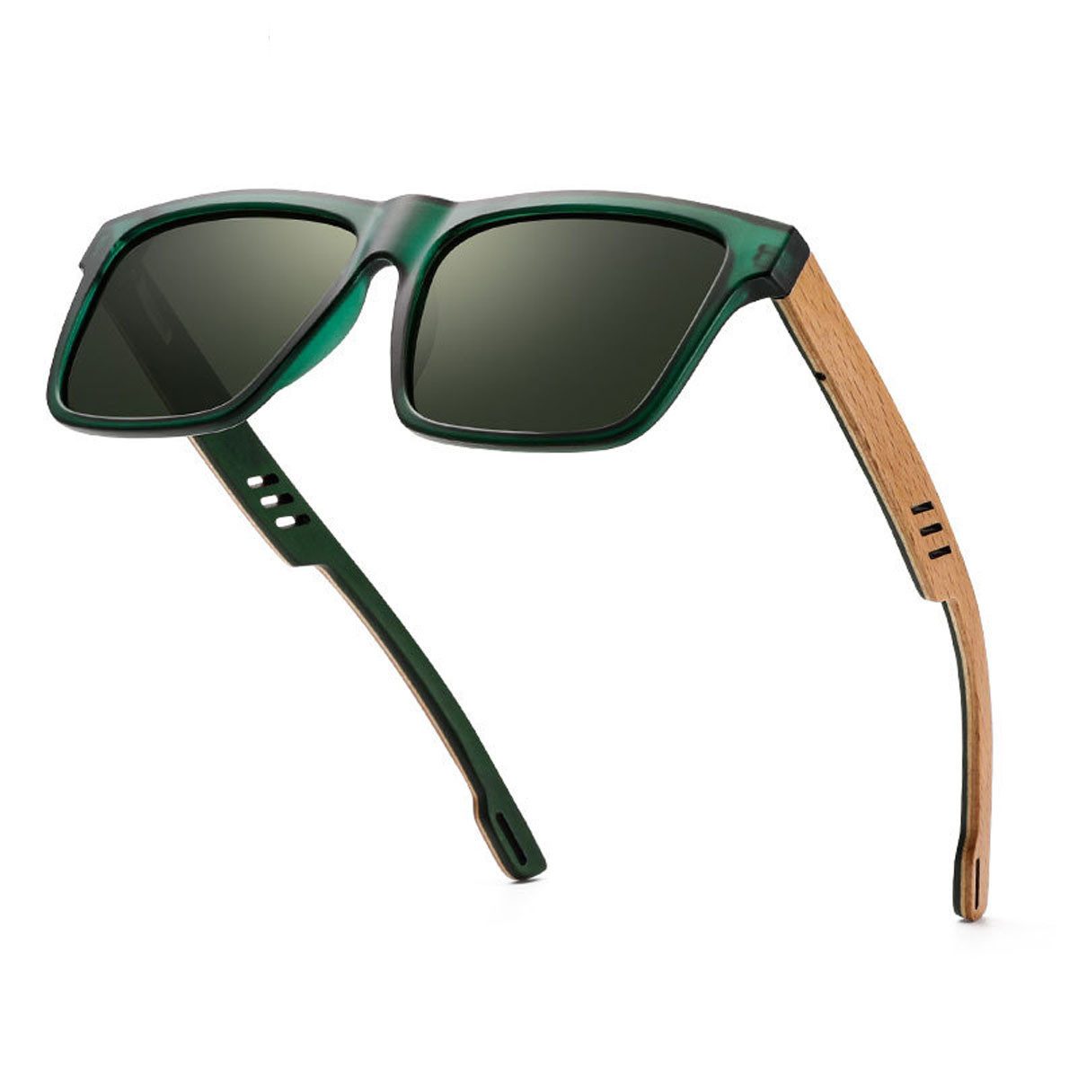 Rnemitery Sonnenbrille Vintage Holz Polarisierte Sonnenbrille,Herren Damen mit UV400-Schutz