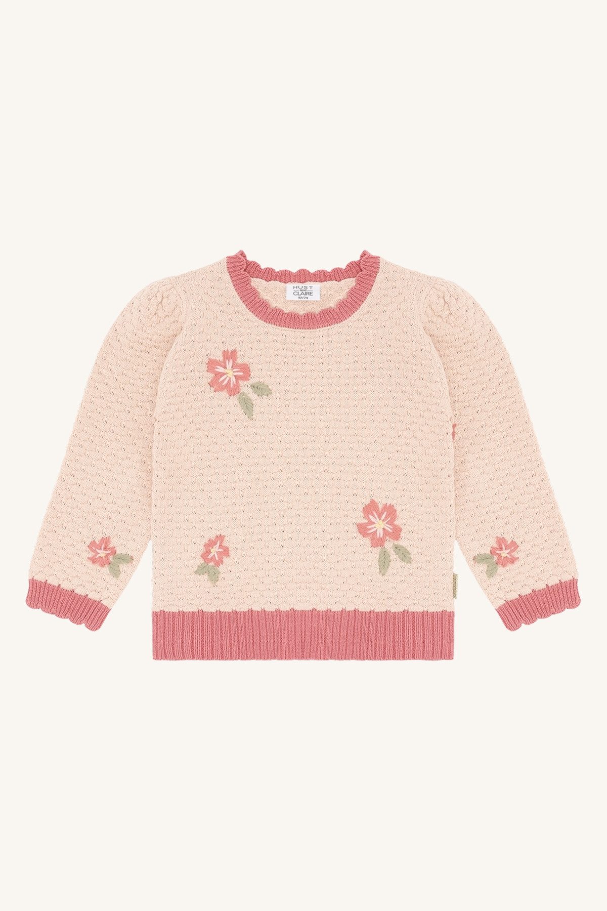 Strickpullover Strickpullover für Mädchen aus 100% Baumwolle mit Blumenstickerei