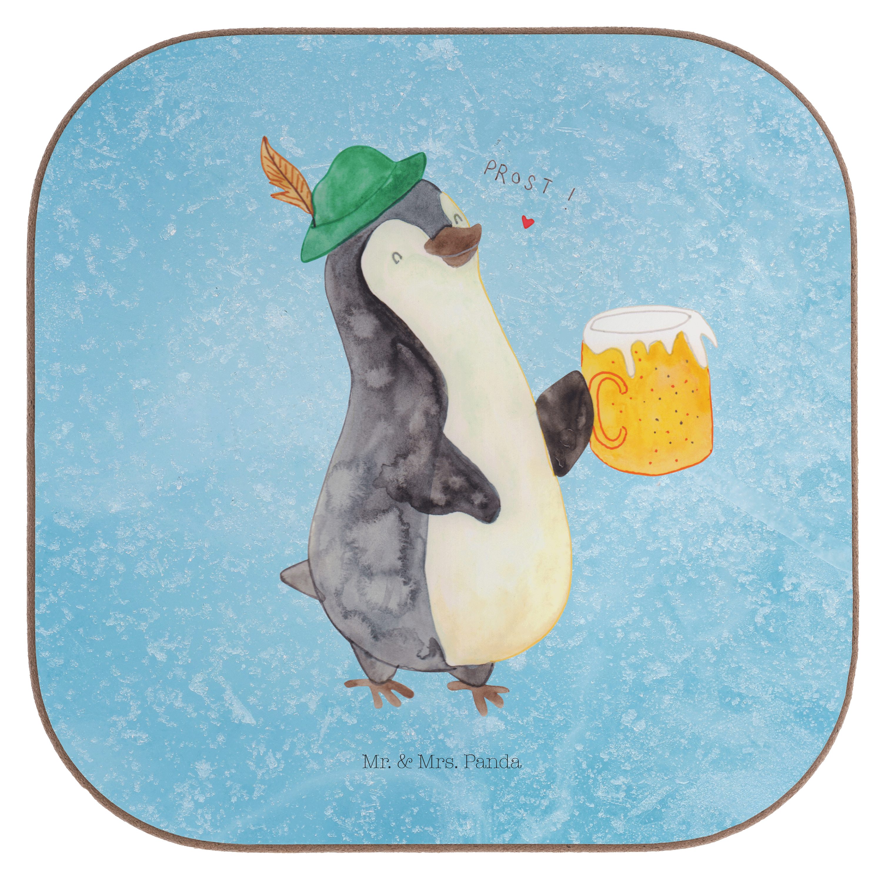 Eisblau Pinguin Mr. - - Panda Mrs. Gläser, Getränkeuntersetzer Bier Getränkeunters, Geschenk, 1-tlg. & Untersetzer