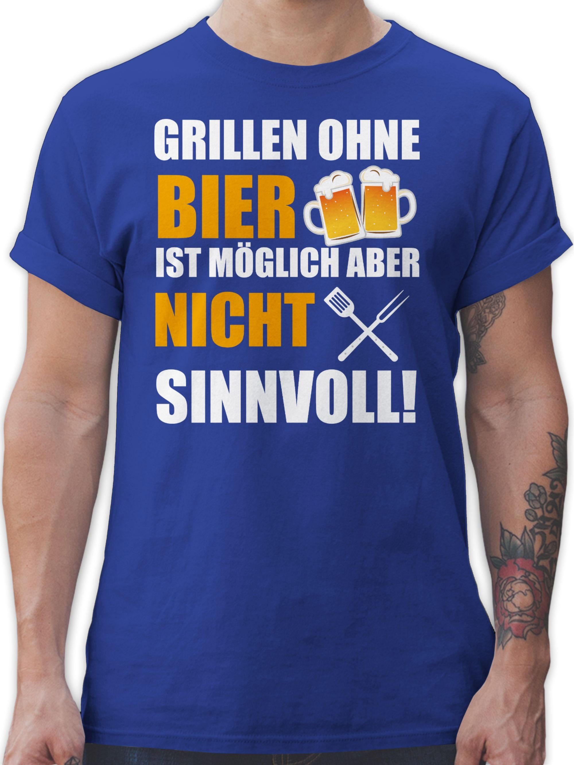 Shirtracer T-Shirt Grillen ohne Bier ist nicht sinnvoll weiß - Grillzubehör  & Grillen Geschenk - Herren Premium T-Shirt bier shirt herren - t-shirt  grillen - t shirts männer mit spruch