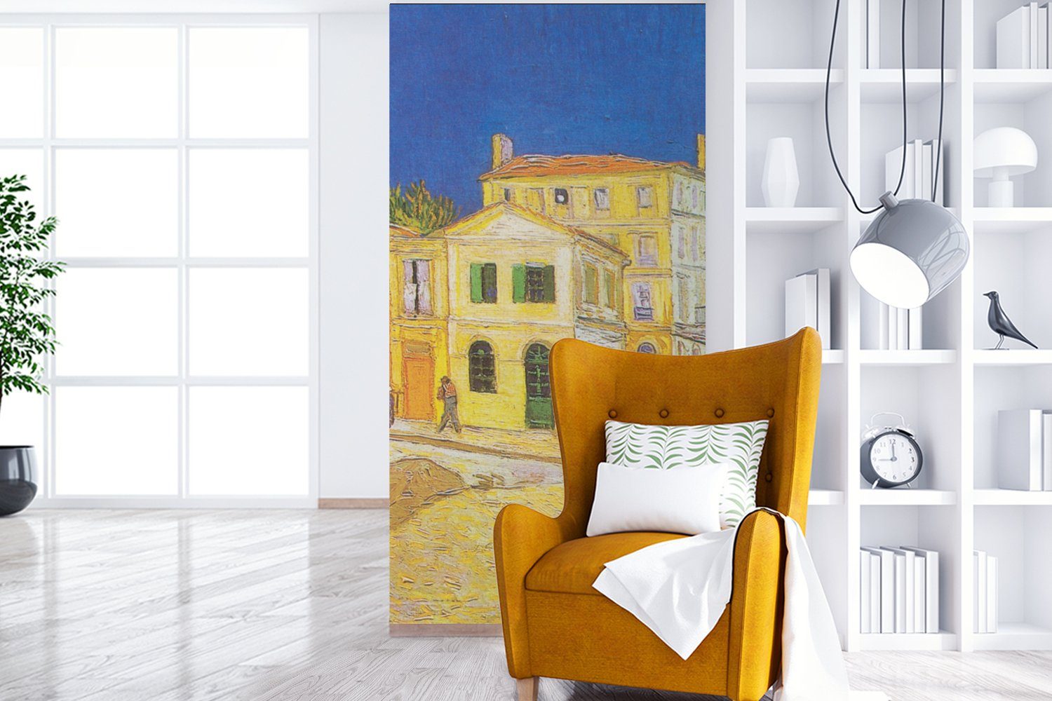 Matt, van Wohnzimmer Vliestapete Haus bedruckt, (2 Gogh, gelbe Fototapete Schlafzimmer Fototapete MuchoWow St), Vincent für Das Küche, -