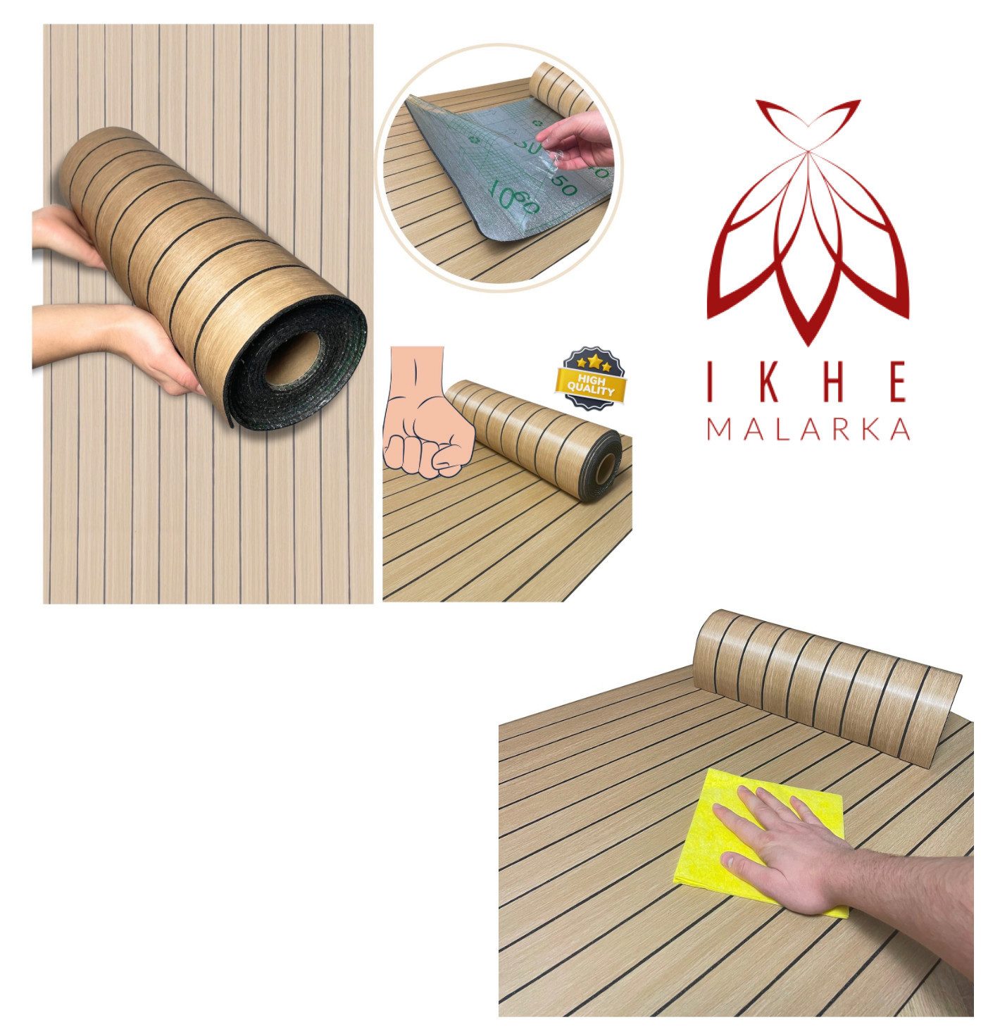 IKHEMalarka 3D Wandpaneel Selbstklebende Dekor Lamellen in Rolle – Holzopti günstig online kaufen