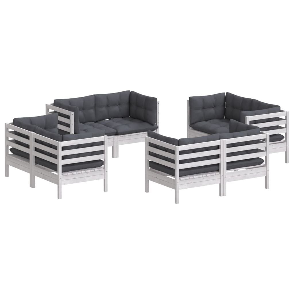 vidaXL Gartenlounge-Set 8-tlg. Garten-Lounge-Set mit Anthrazit Kissen Kiefernholz, (1-tlg)