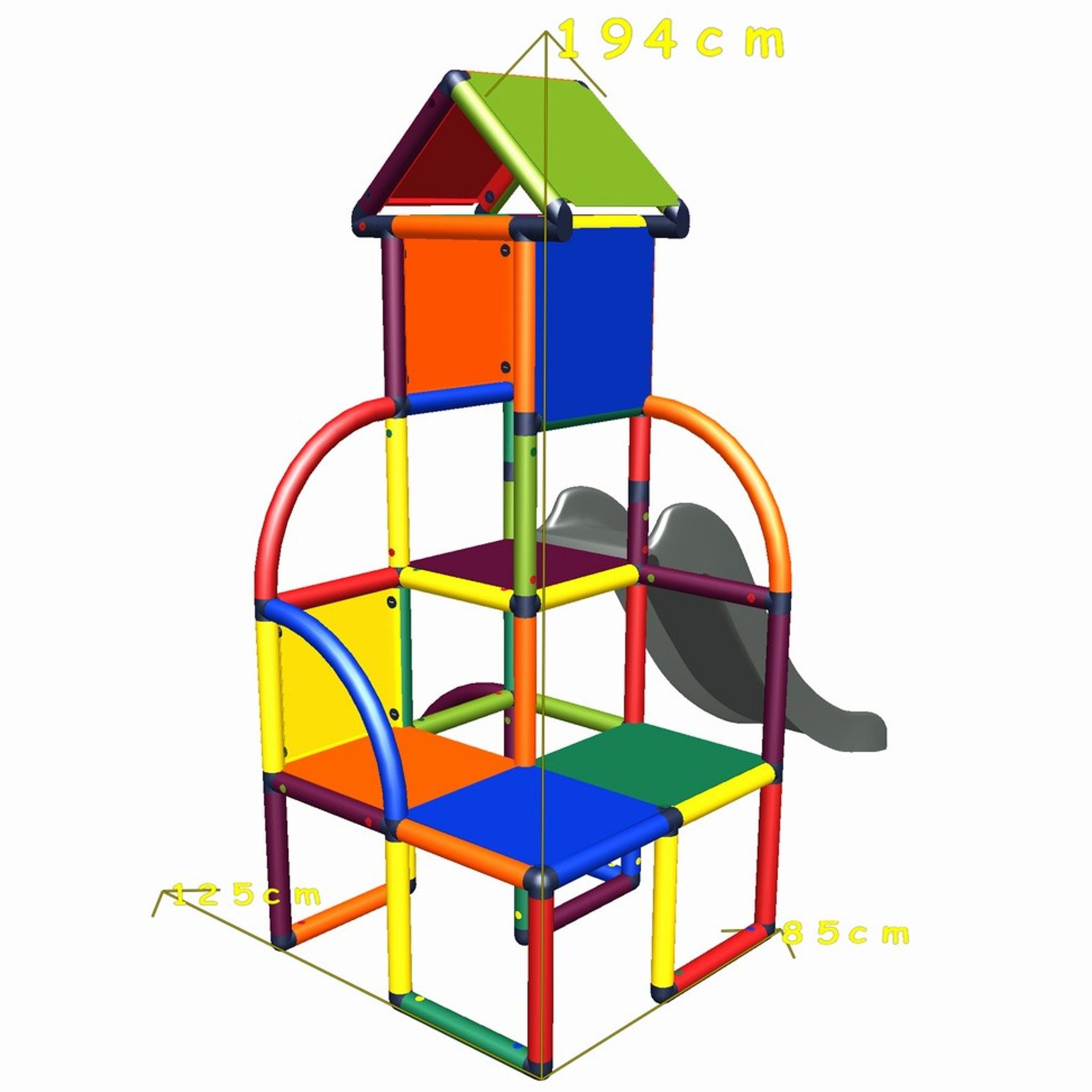 move and stic Klettergerüst TONI Spielturm mit Rutsche für Kleinkinder für Indoor und Outdoor, (259 tlg. Set), zerlegter Bausatz incl. Aufbauanleitung