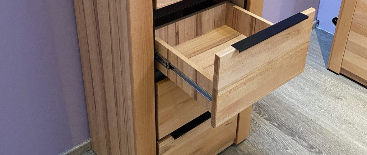 ELFO Hochkommode Sideboard Kommode Regal Brest Kernbuche geölt Teilmassiv Höhe 141cm