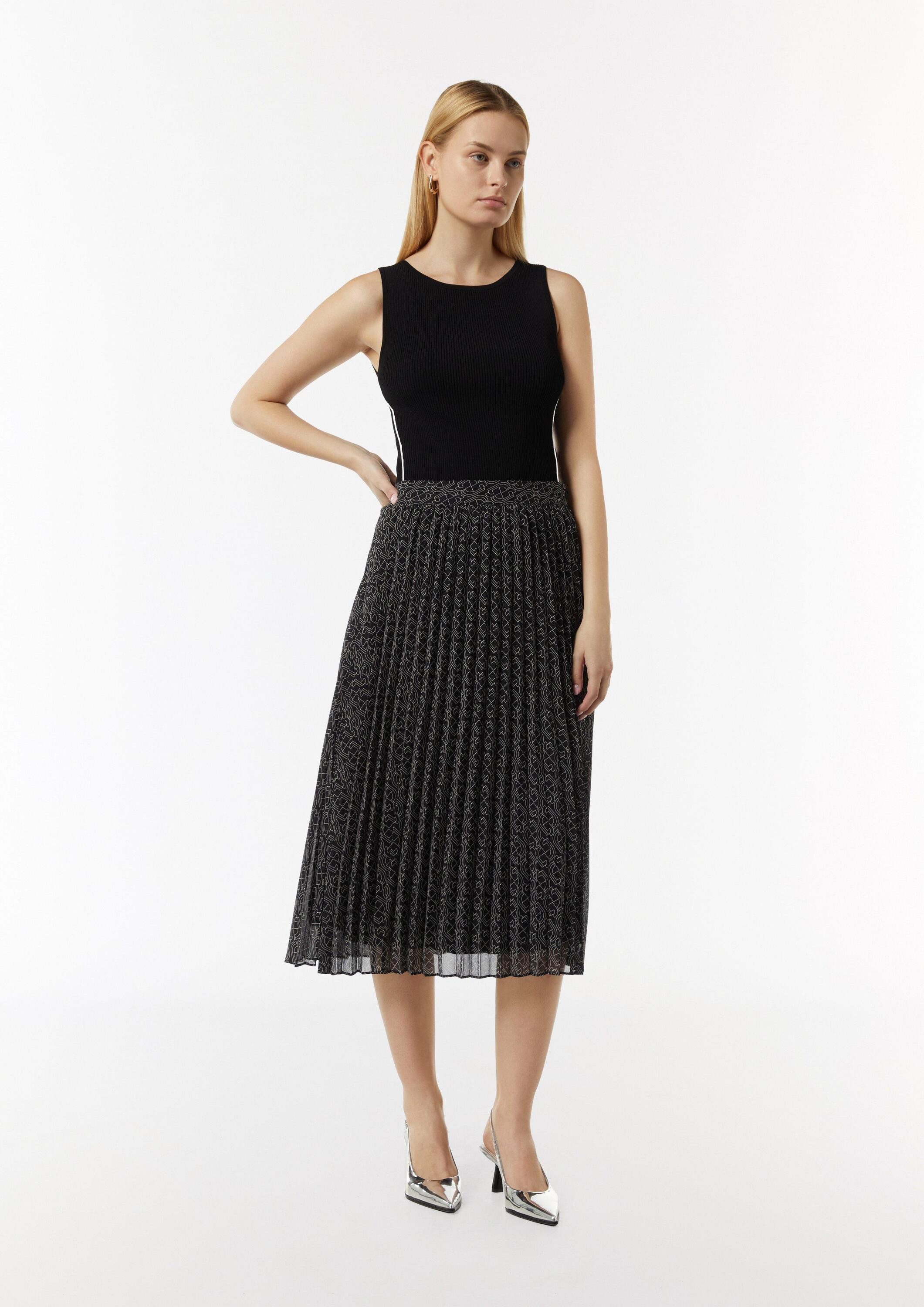 comma Midirock Rock Plisseerock mit grafischem Muster