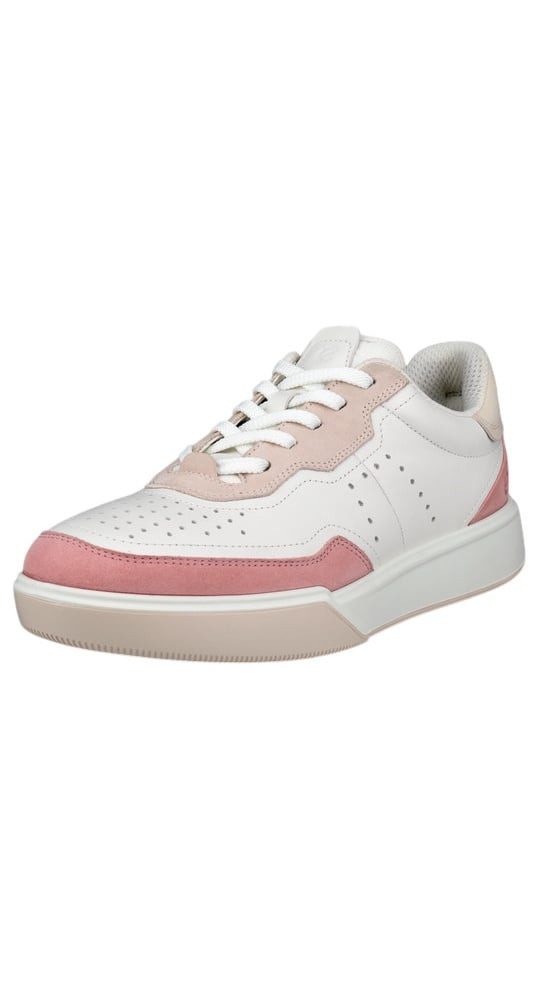 Ecco Street Court Lea (Premium-Leder) weiss/rosa Damen Sneaker günstig online kaufen